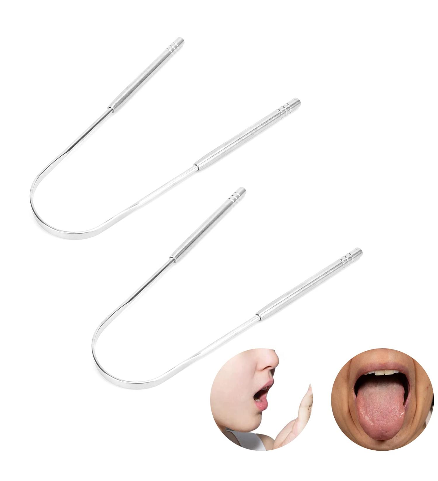U-Shaped Tongue Scraper - 2 PCS Stainless Steel Tongue Cleaner for Oral Health & Bad Breath Removal - Buy Online on SooperMarket.com
