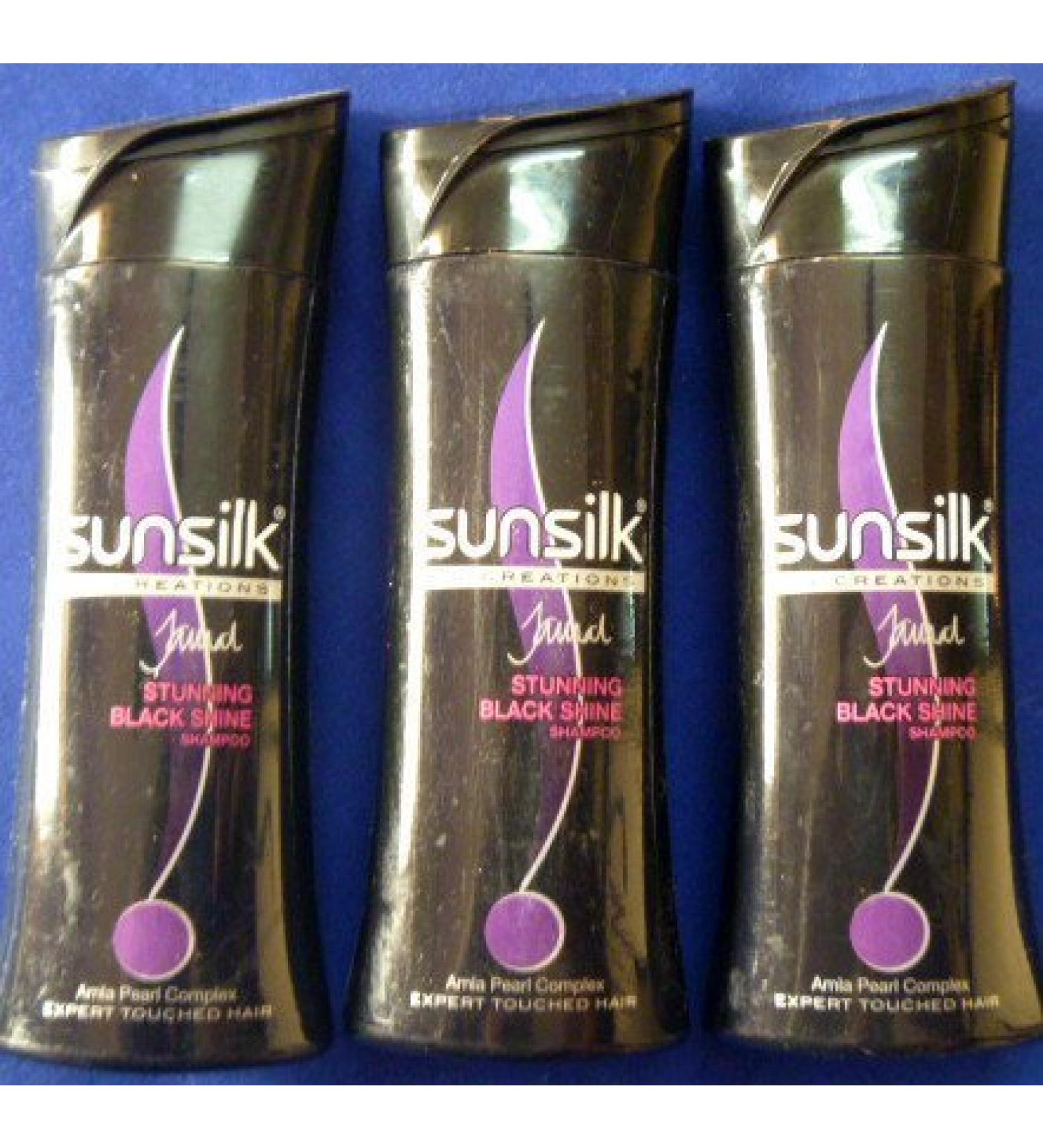 3 X Sunsilk Stunning Black Shine Shampoo Amla Pearl Complex 80ml X 3 240ml