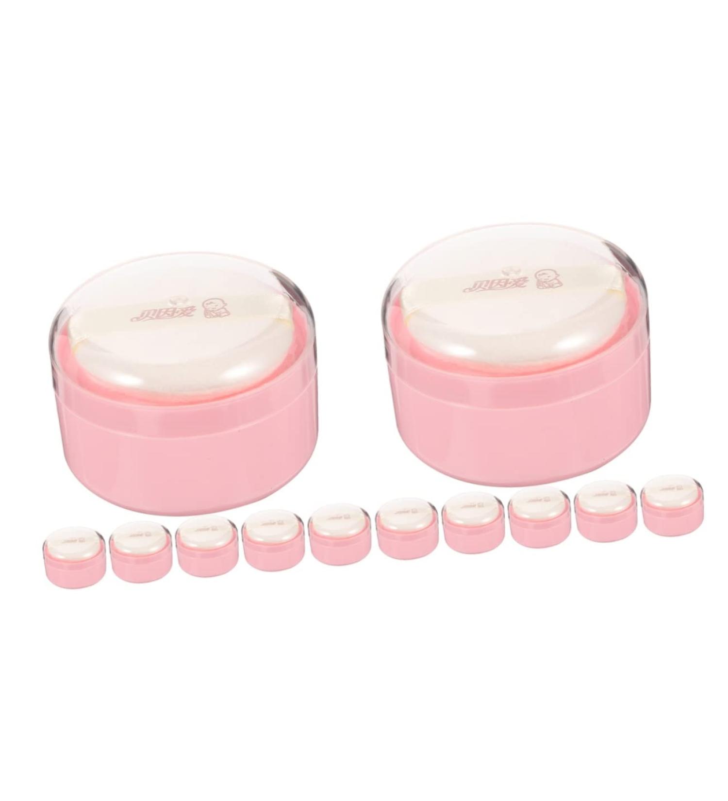 Kisangel 12 Pcs Body Powder Puff Box Baby Powders Set | Charming Pink Synthetic Sponge | Baby Powder Container 8x6cm - Pink (Pack of 2) - Buy Online on SooperMarket.com