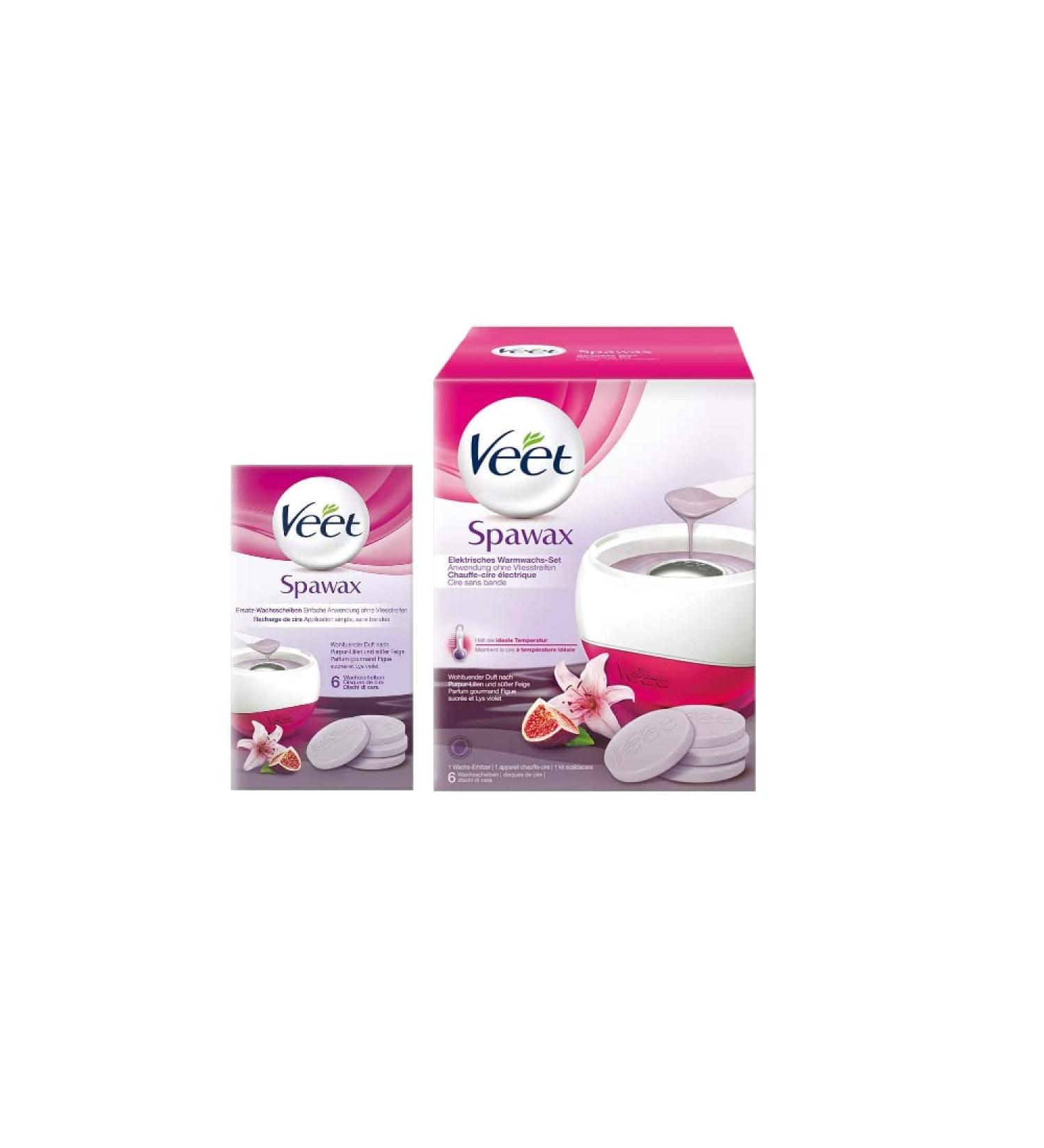 Veet Spawax Electric Warm Wax Set - 1 Device & 6 Wax Discs for Smooth Skin | International Shipping Available - Buy Online on SooperMarket.com