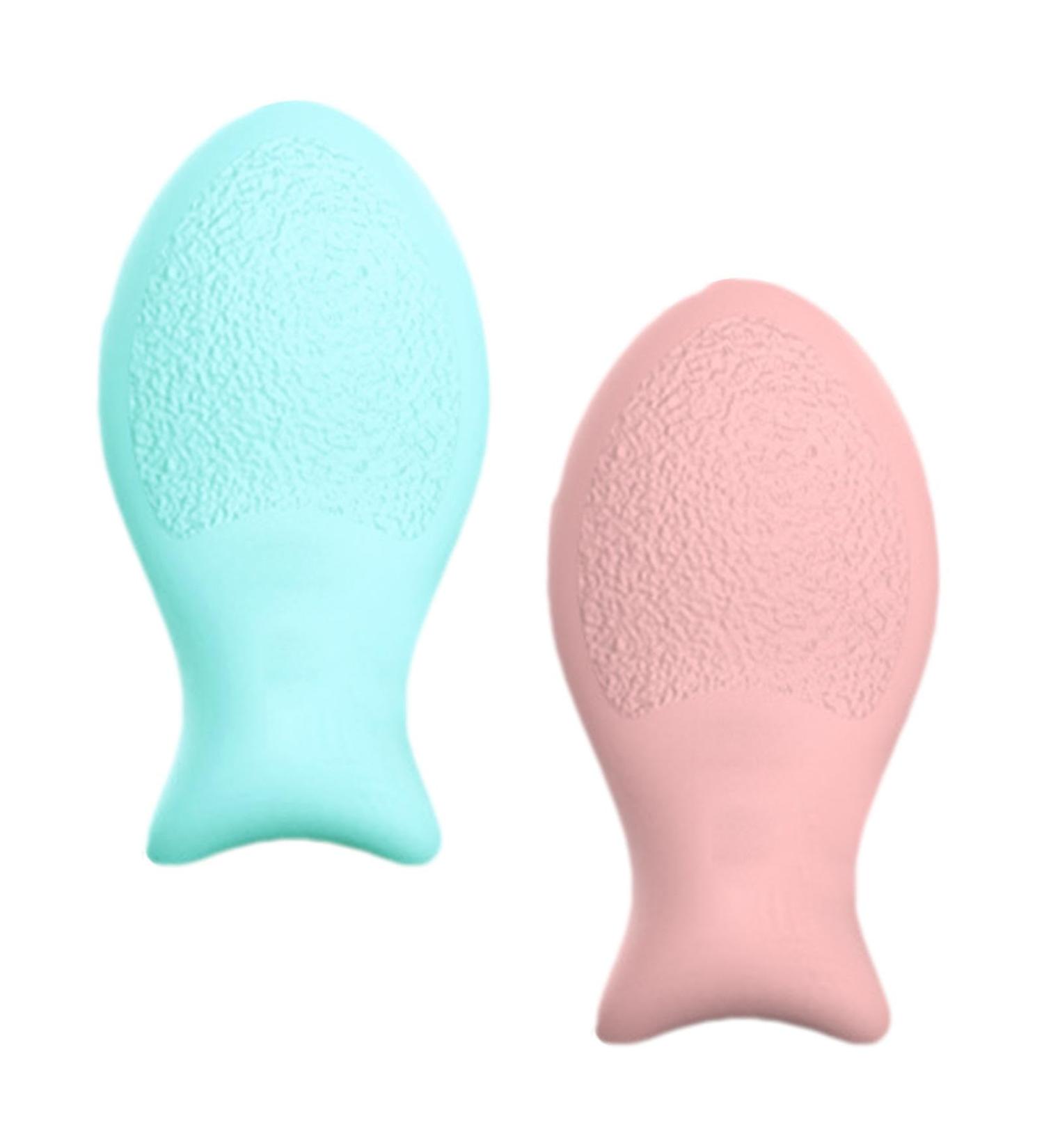 Evember Foundation Powder Puff Silicone Reusable Facial Puff Pad | Fish Shaped Cosmetic Puff Beauty Makeup Tools for Pressed Powder Liquid Foundation Small fish puff (blue)