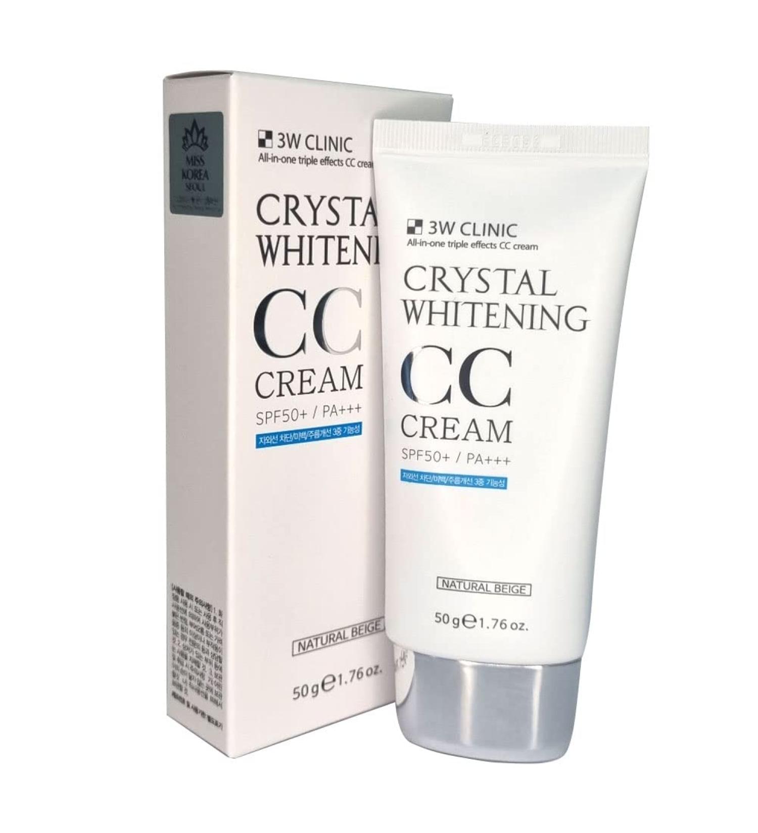 3W CLINIC Crystal CC Cream 50ml SPF50 PA+++ ( Natural Beige)/ Multi-CC cream Sun Block / Korean Cosmetics