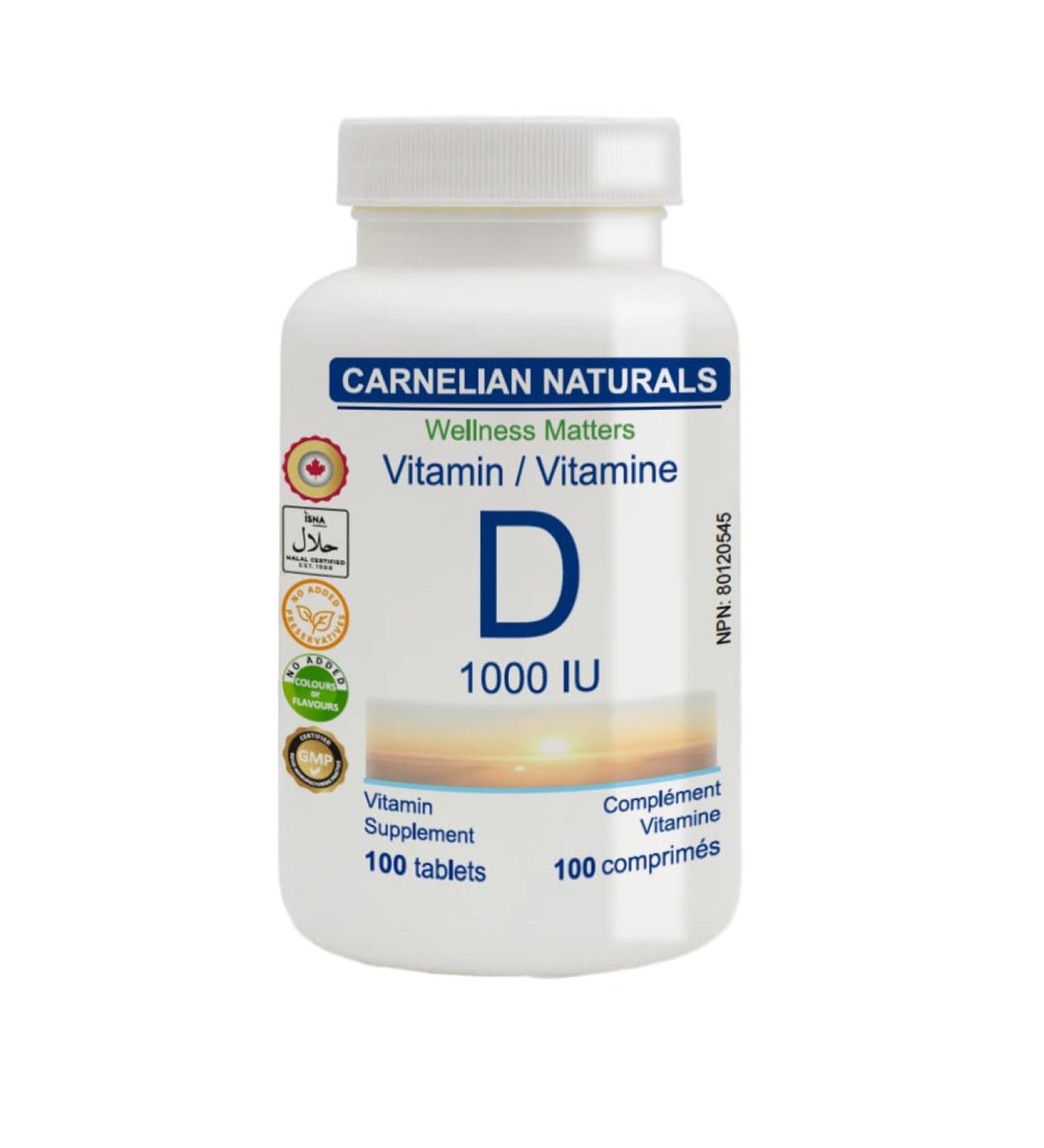 Vitamin D 1000 IU - Sunshine Vitamin for Healthy Immune and Glucose Management - No Preservatives No Artificial Colors or Flavours - Buy Online on SooperMarket.com