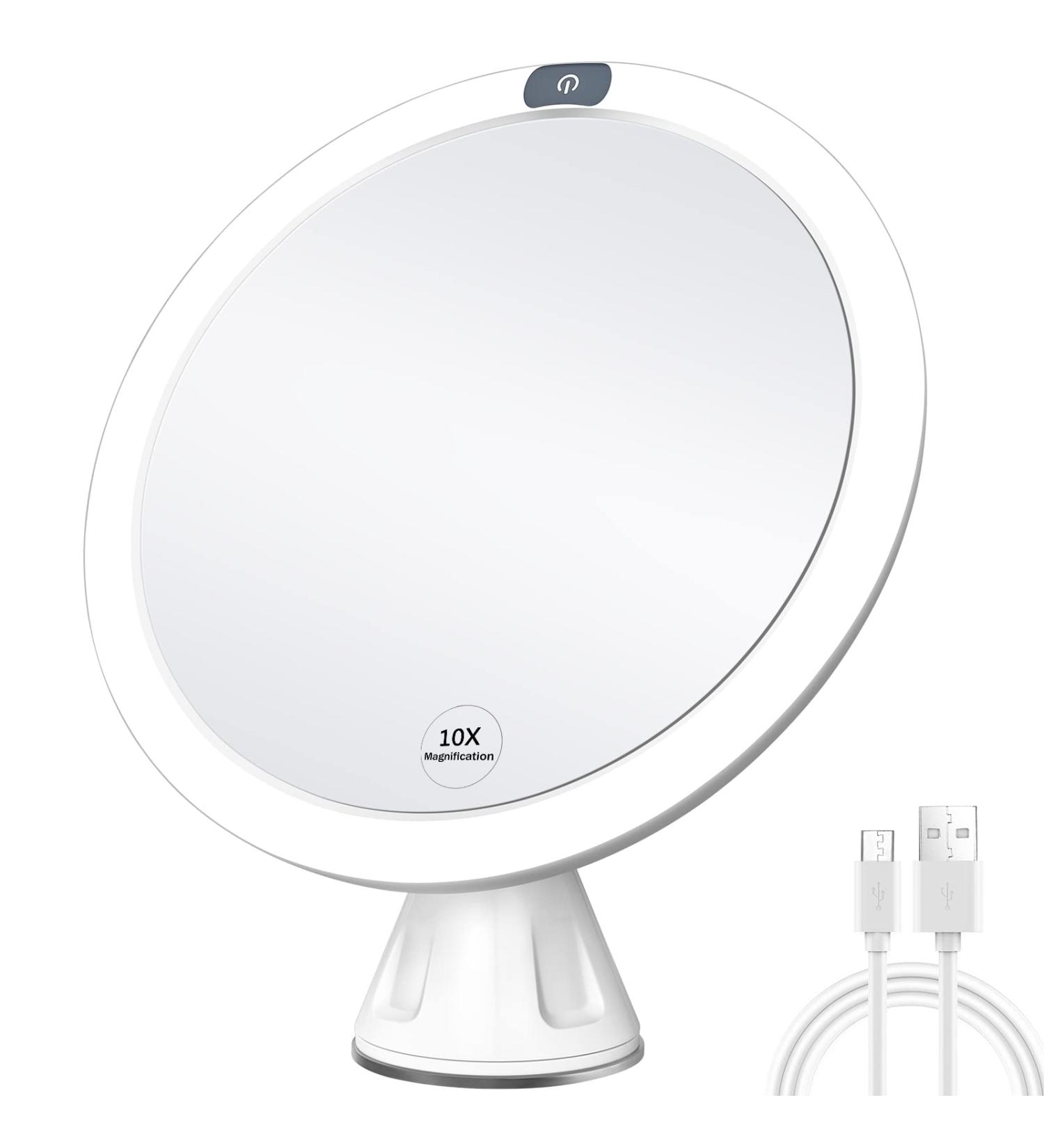 KEDSUM Upgraded 9 Rechargeable 10x Magnifying Makeup Mirror with Lights Dimmable Vanity Mirror with Touch Button, 360 Rotation, Large Suction Cup 9 inch - Buy Online on SooperMarket.com