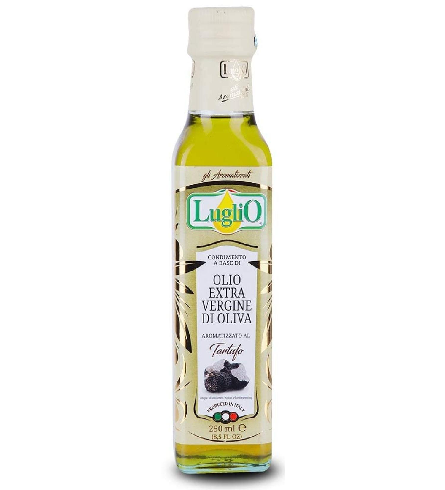 Olio Luglio - Black Truffle Olive Oil (250 ml) | Extra Virgin Olive Oil | Black Truffle Essence | Cold Pressed | Glass Bottle (250 ml) B. Black Truffle Essence - 250ml - Buy Online on SooperMarket.com
