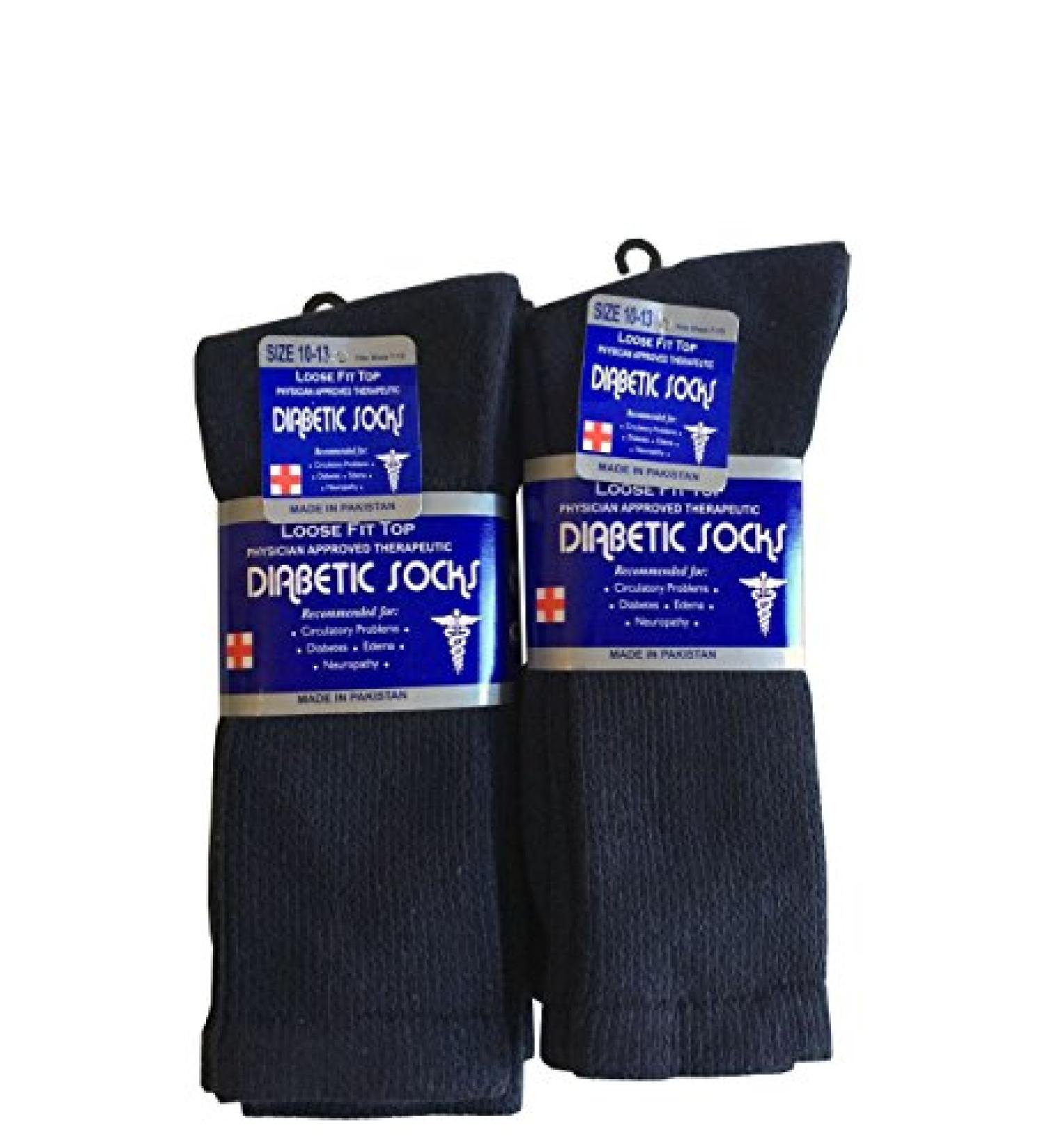 J&J 3 6 or 12 Pairs Diabetic CREW circulatory Socks Health Men s Cotton ALL SIZE Black 6pack 13-15