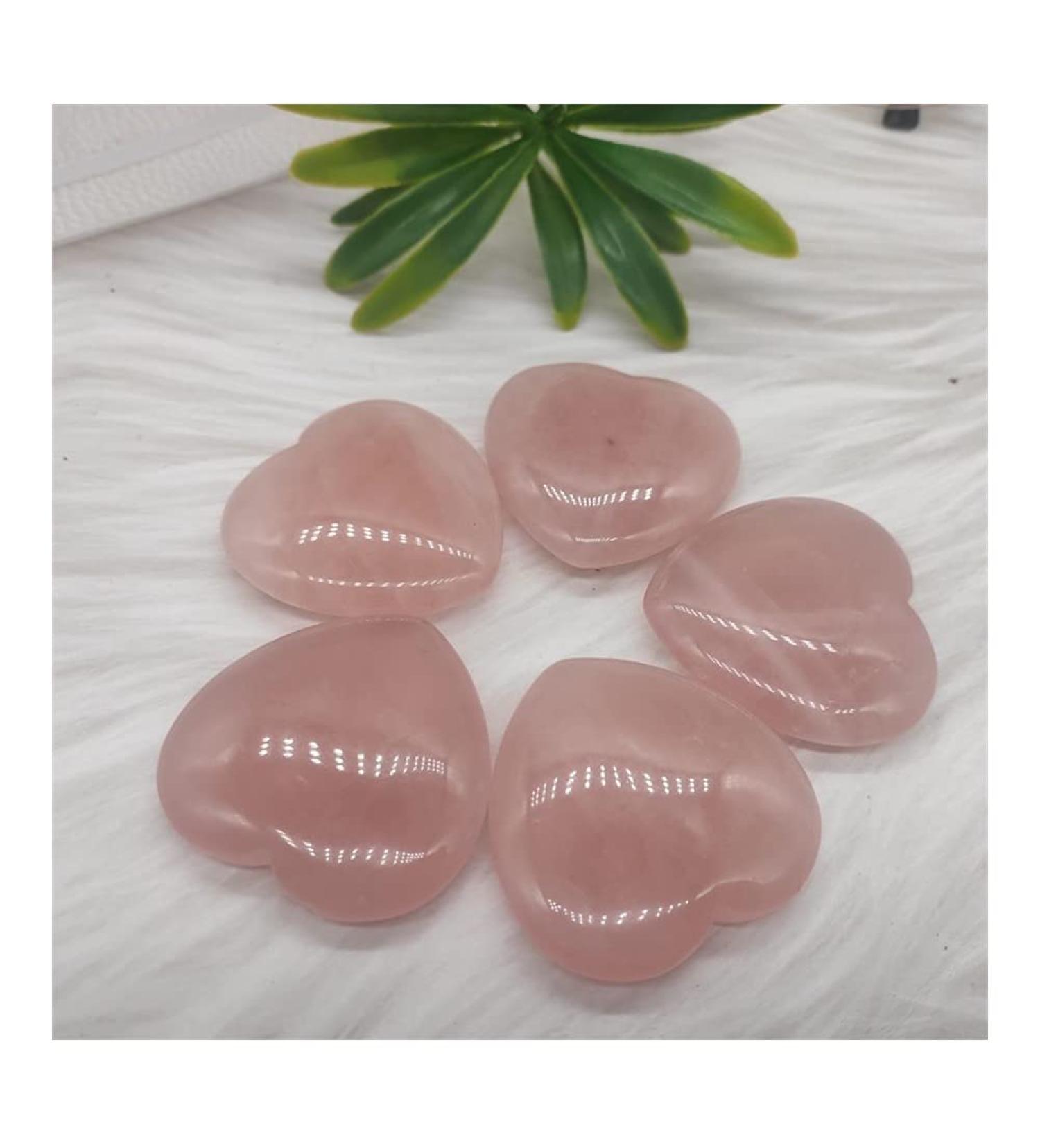 for 1pcs 40 * 40mm Rose Quartz Heart Shaped Stone Natural Crystal Stone Mineral Specimen - Buy Online on SooperMarket.com