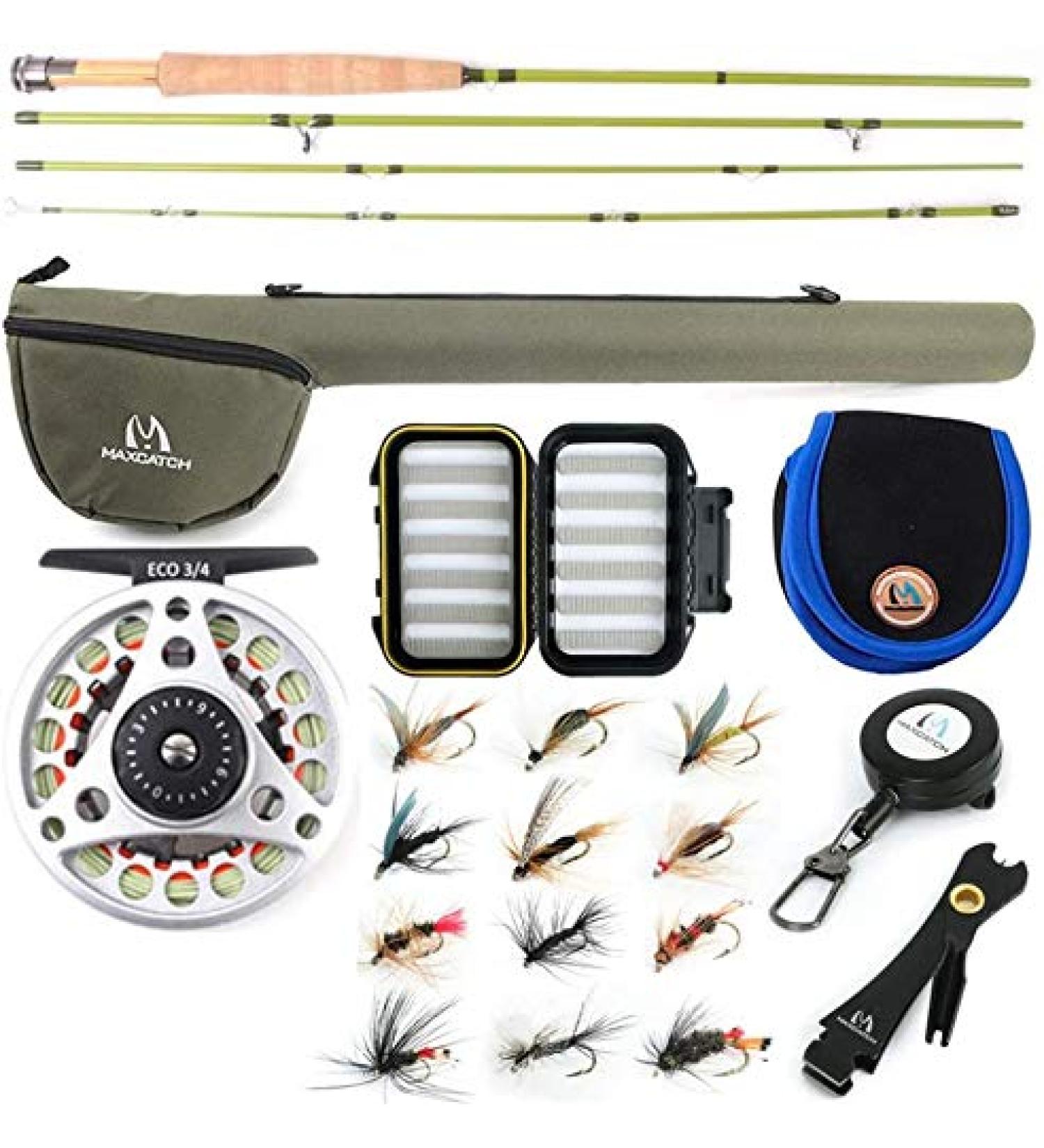 Maximcatch Ultra-Lite Fly Rod for Panfish & Trout - 6' to 7'6 | 1/2/3 WT | 4-Piece Combo for Ultimate Fishing Experience - Buy Online on SooperMarket.com