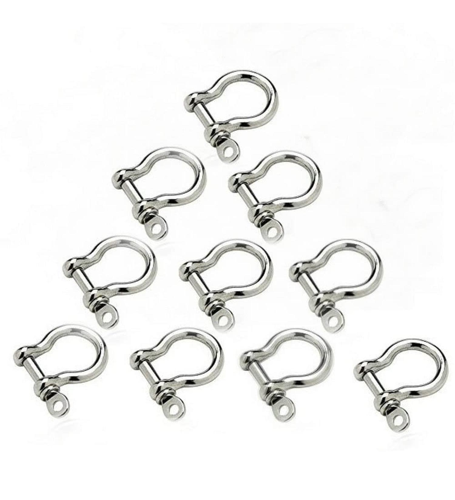 JY-MARINE Stainless Steel Bow Shackle, Silver Color,for Paracord Jewelry, Marine Grade Sailing Rigging Shackles 3mm