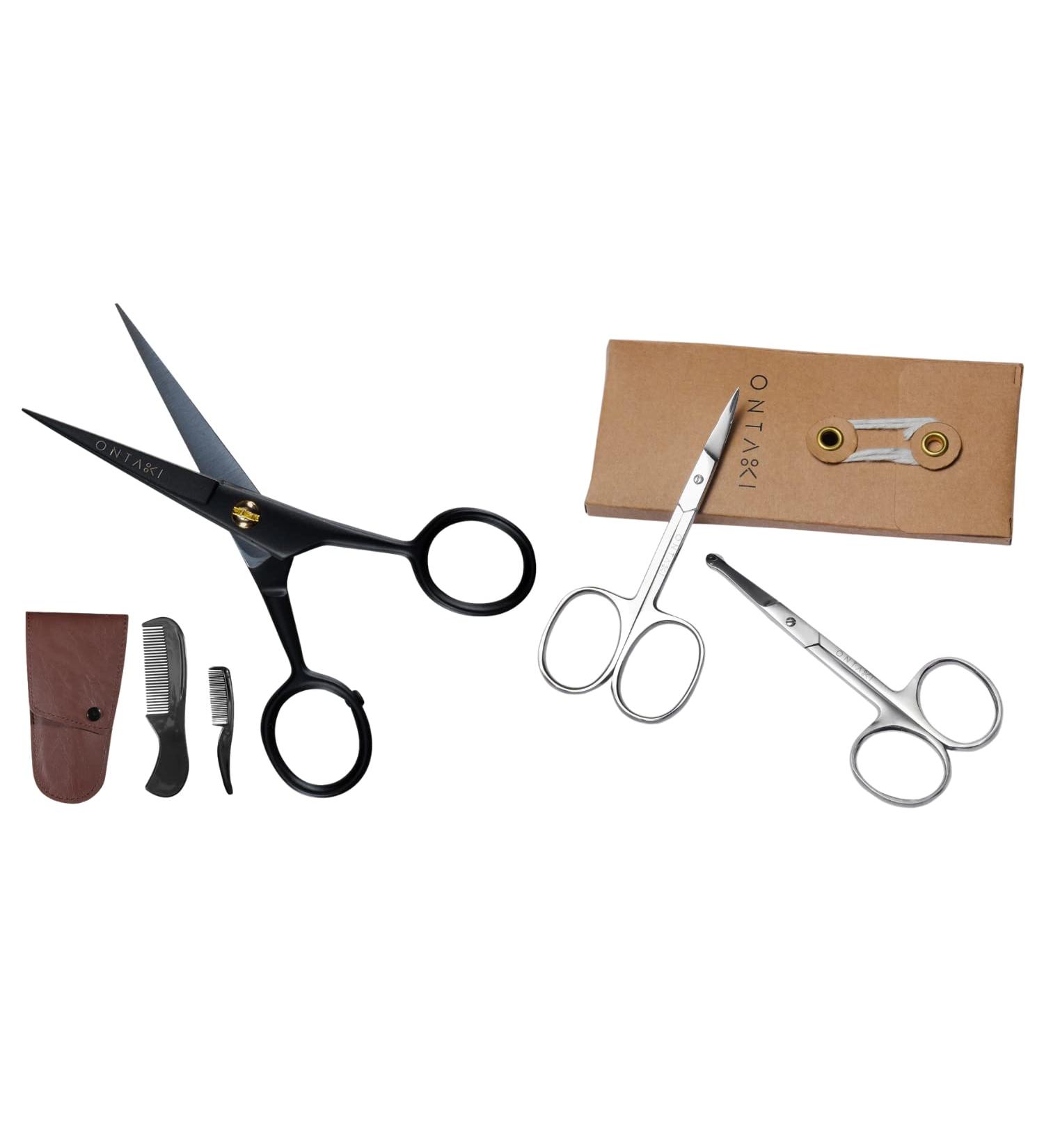 ONTAKI 3 Scissors Pack: German Beard & Mustache, Nose Hair Scissors Set - Buy Online on SooperMarket.com
