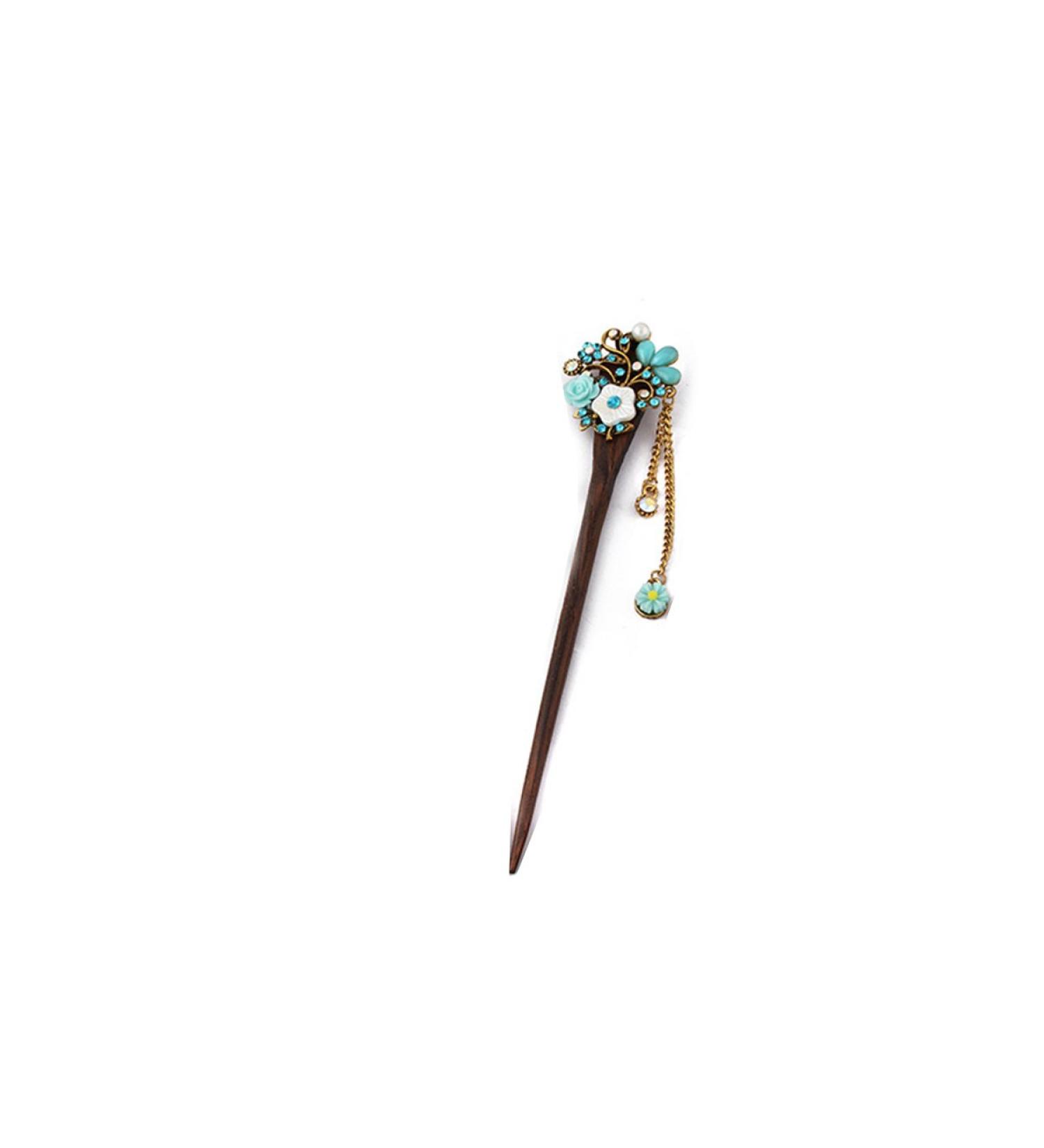 Frcolor Wooden Hair Pin Chinese Hair Sticks with Tassel Retro for Women Hair Styling Blue - Buy Online on SooperMarket.com