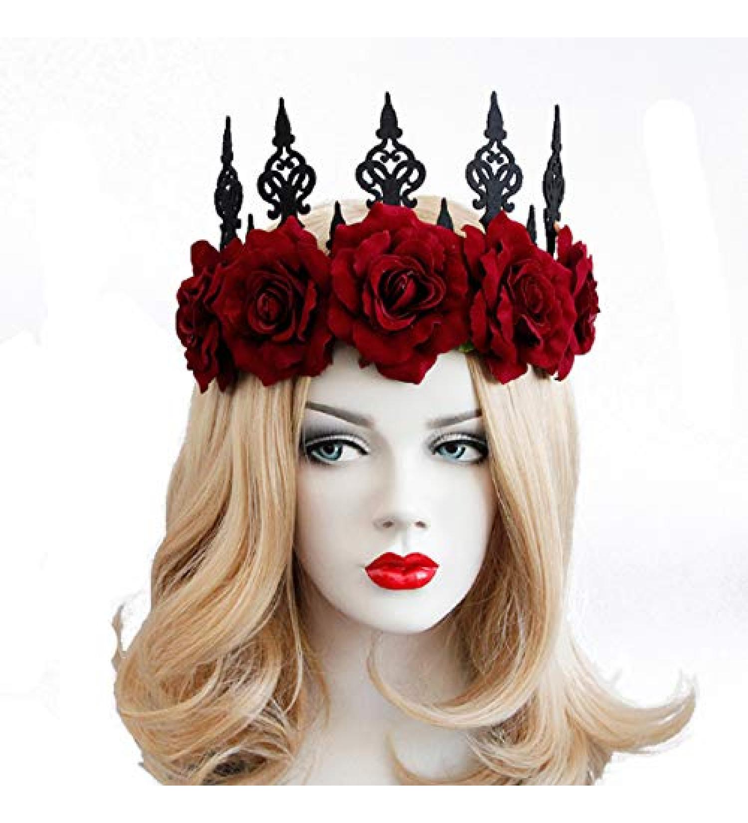 Vintage Red Rose Queen Headband for Women and Girls - Perfect Floral Hair Accessory for Halloween, Christmas, Parties, and Cosplay - Buy Online on SooperMarket.com