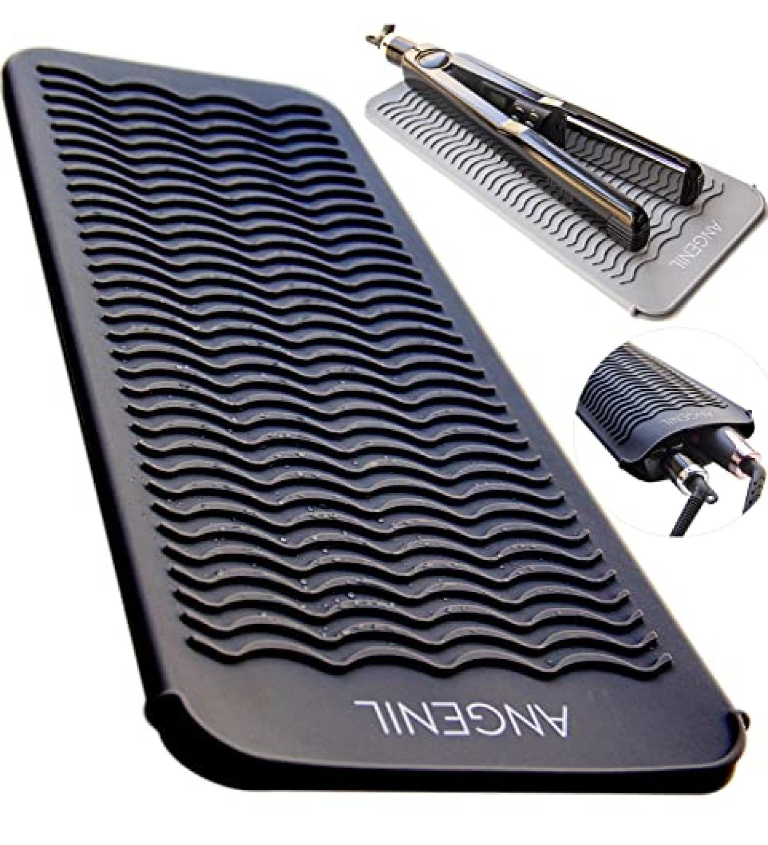 ANGENIL Silicone Heat Resistant Travel Mat Pouch for Hair Straightener and Curling Iron - Professional Hair Tools Holder, Black - Buy Online on SooperMarket.com