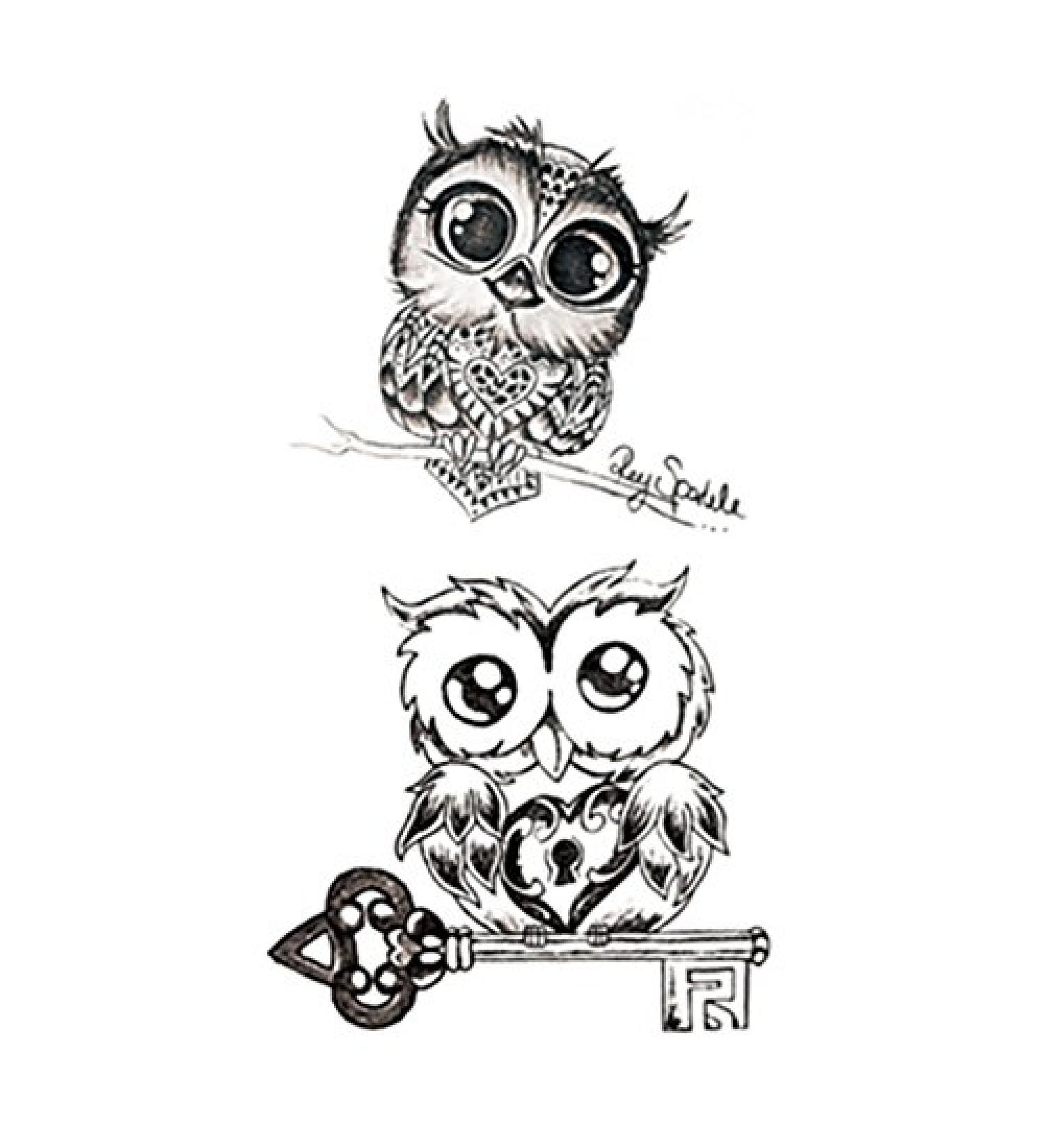 Set of 5 Waterproof Temporary Fake Tattoo Stickers Classic Grey Night Owls Animals Cartoon Design Kids Child