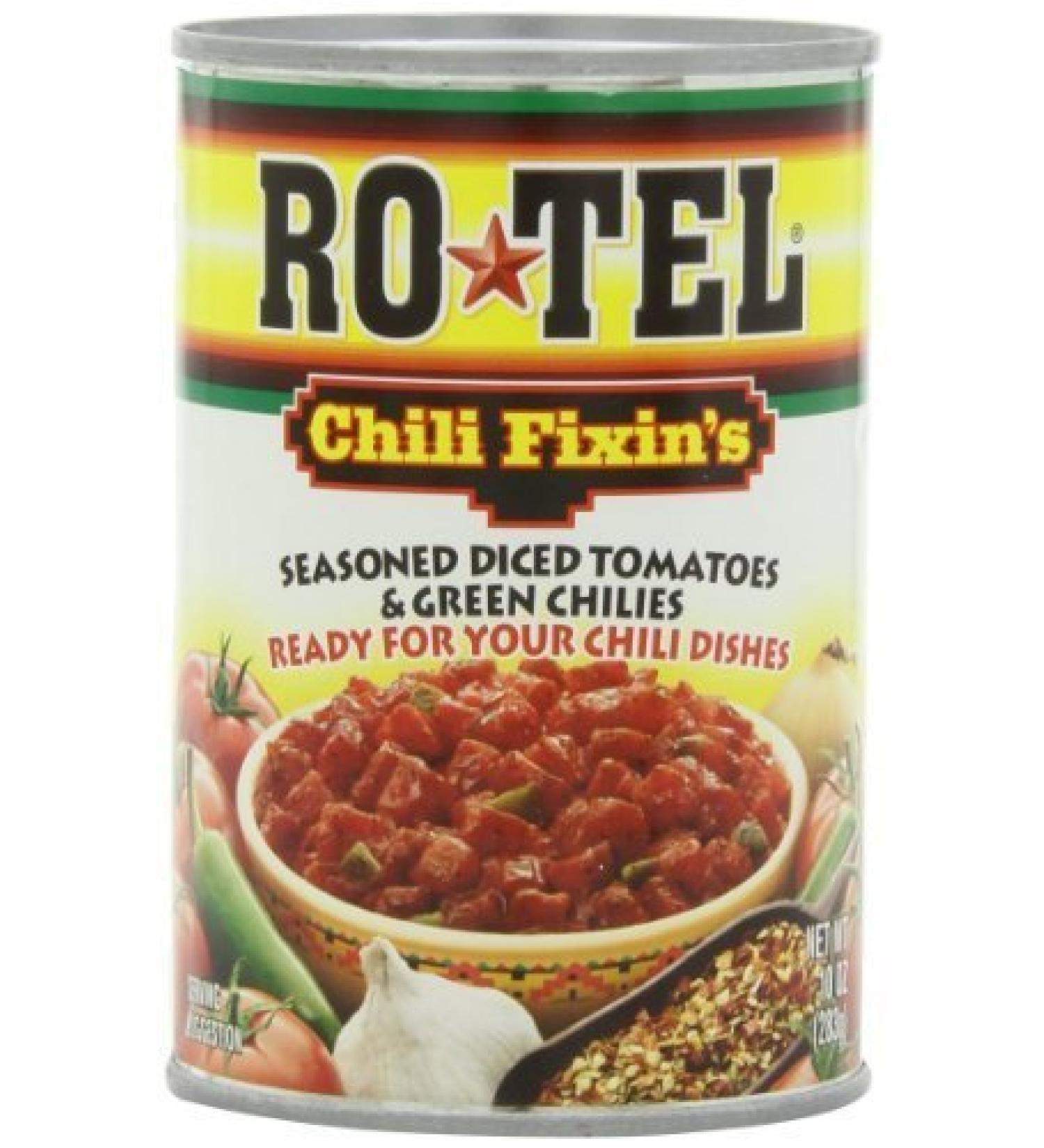 Ro-Tel, Chili Fixin's Seasoned Diced Tomatos and Green Chilis, 10oz Can (Pack...