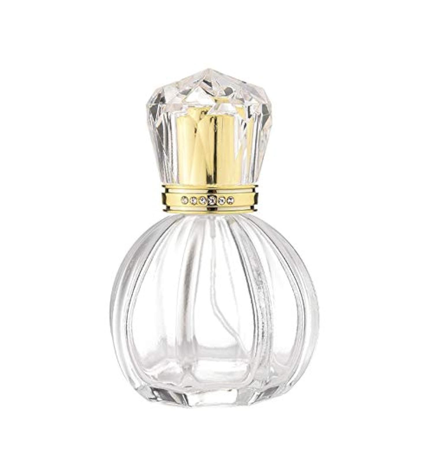 50ml Empty Glass Perfume Spray Atomiser Gold Crystal Cap Oval Bottle - Buy Online on SooperMarket.com