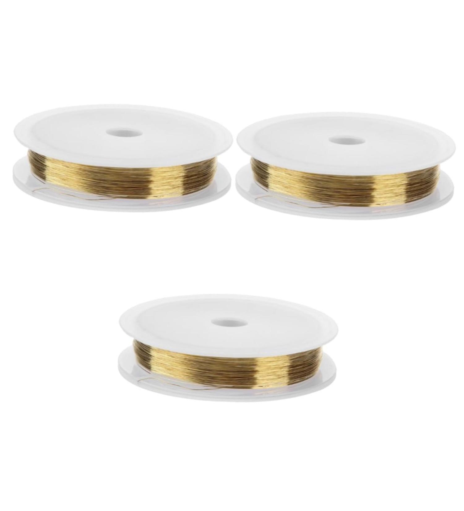 Healeved 3pcs Copper Wire Bead Stringing Wire Metal Material Metal Beading Wire Hand Decor Diy Jewelry Beading Wire for Jewelry Metal Bracelet Wire Flexible Beading Wire General Crafts Nail Goldenx3pcs mediumx3pcs - Buy Online on SooperMarket.com