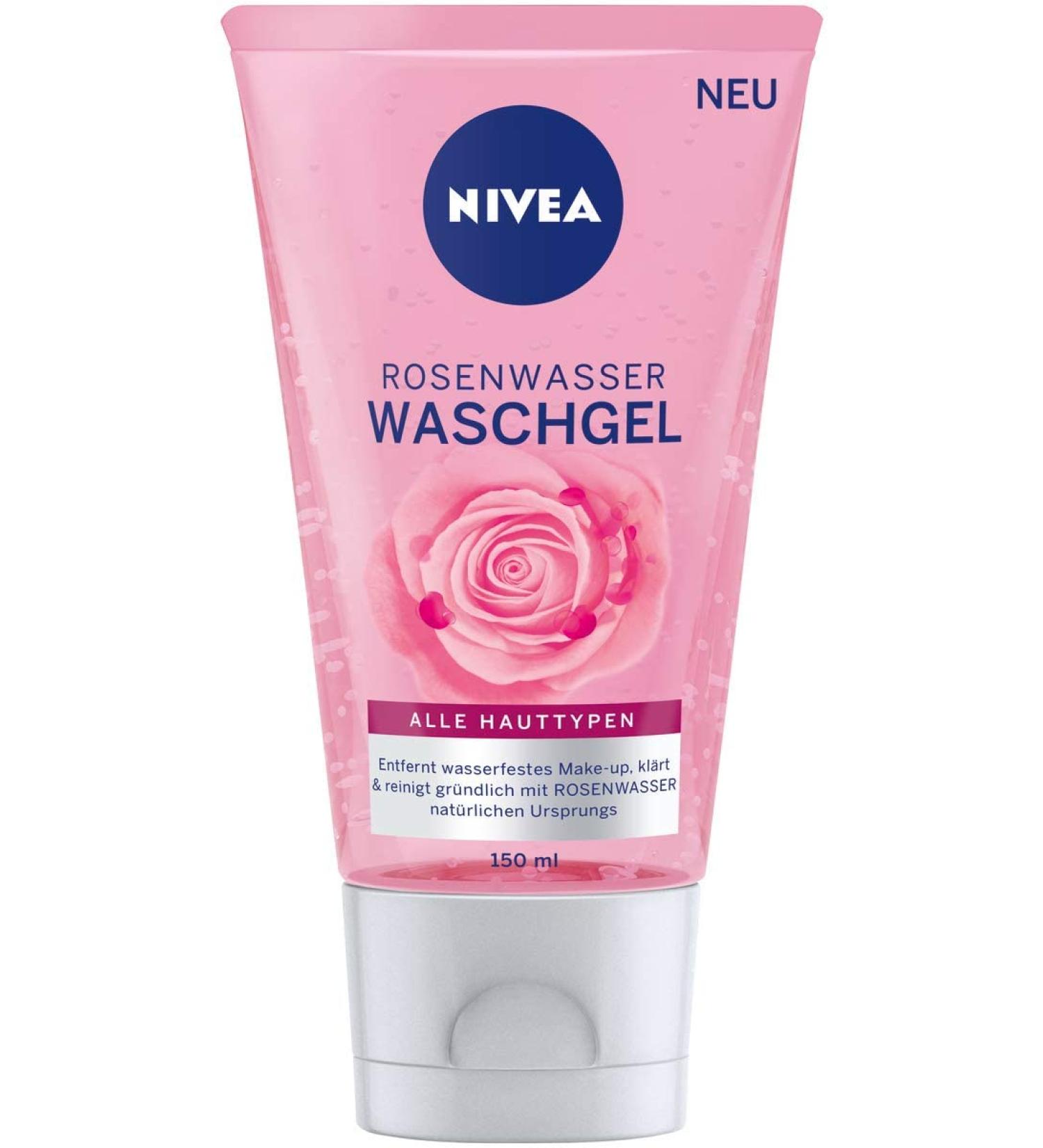 Nivea Rose Water Washing Gel 150ml - Micellar Technology Facial Cleanser for All Skin Types - Buy Online on SooperMarket.com