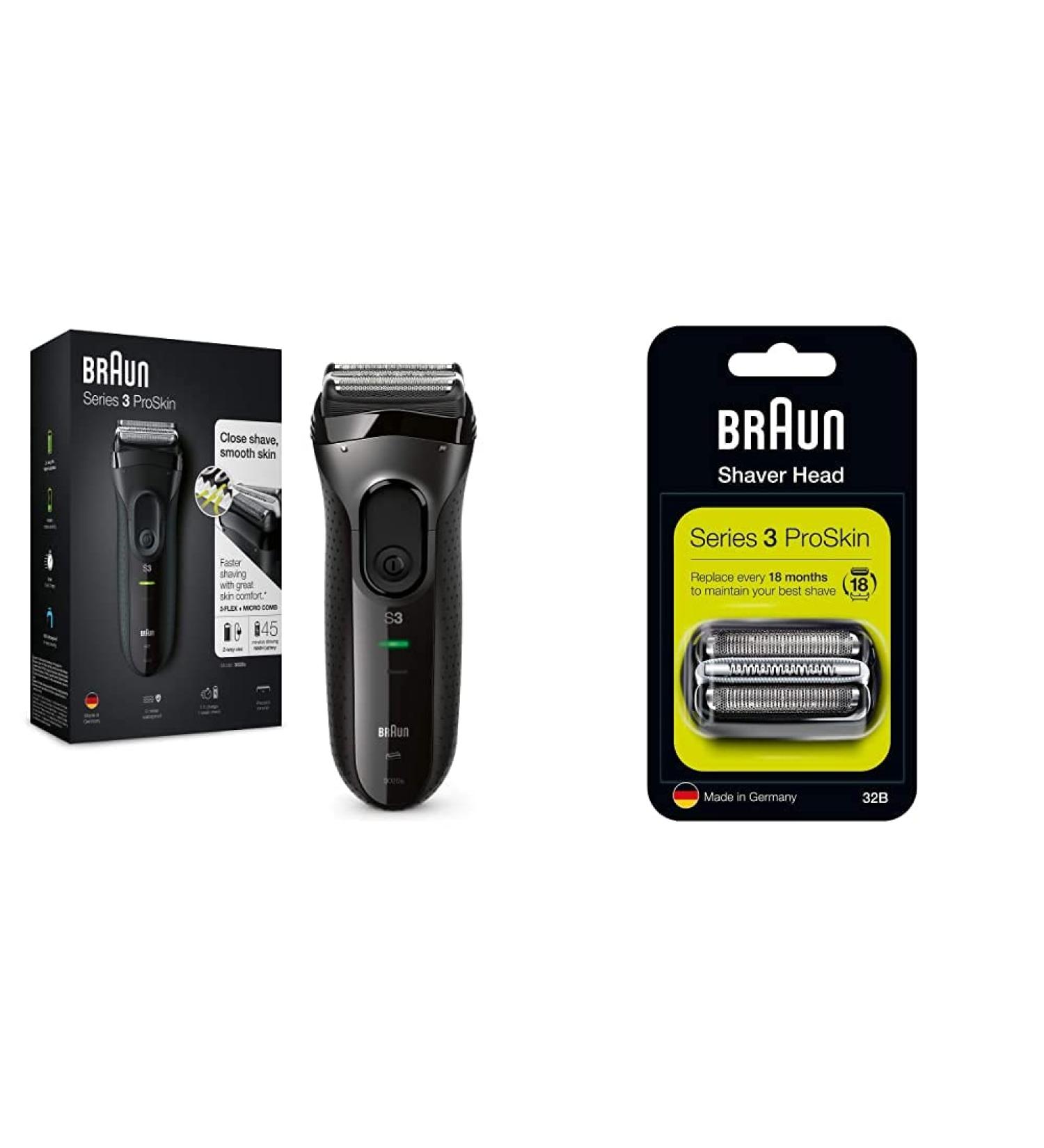 Buy Braun Series 3 Proskin 3020s Electric Razor & 32b Replacement Head - Rechargeable Compatible International Shipping Available - Buy Online on SooperMarket.com