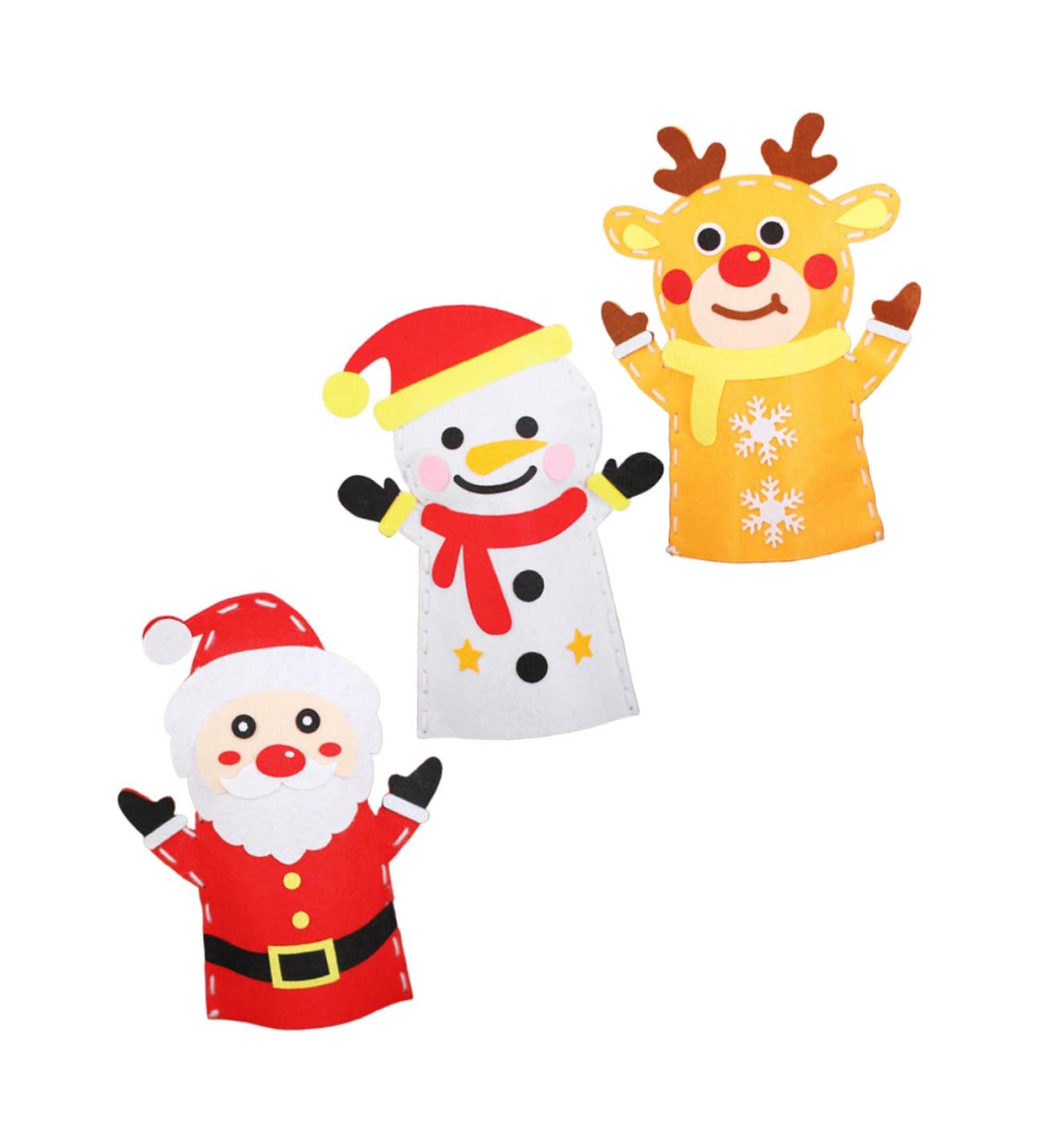 ibasenice 3 Sets DIY Christmas Hand Puppet Doll Accessories Hand Puppets for Kids Doll Playsets Preschool Educational Toys Sewing Kit for Kid DIY Art Craft Christmas Finger Doll Child Manual - Buy Online on SooperMarket.com