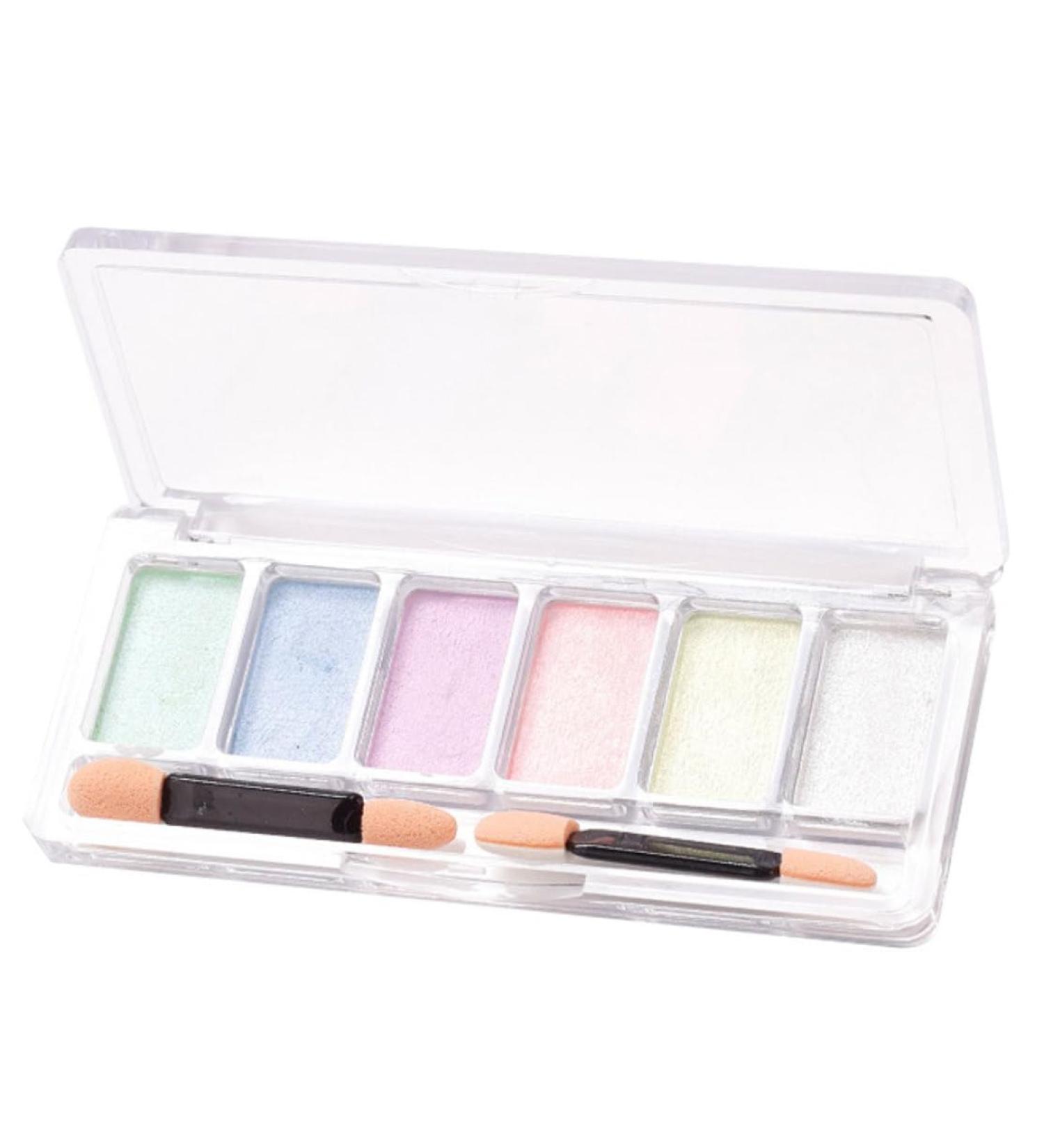 Nail Mirror Powder 6 Colours Manicure Chrome Glitter Pigment with Eyeshadow Stick Colorful nail chrome powder - Buy Online on SooperMarket.com