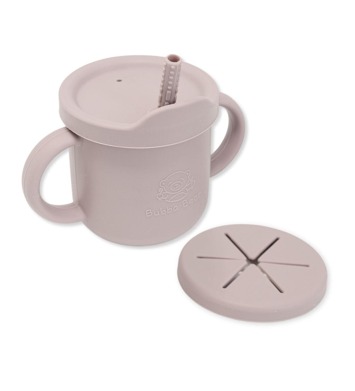 Bubba Bear Baby Cup with Straw | Weighted Sippy Cup for 6+ Months | Non-Spill, Easy Toddler Drinking Water Bottle in Pale Mauve - Buy Online on SooperMarket.com