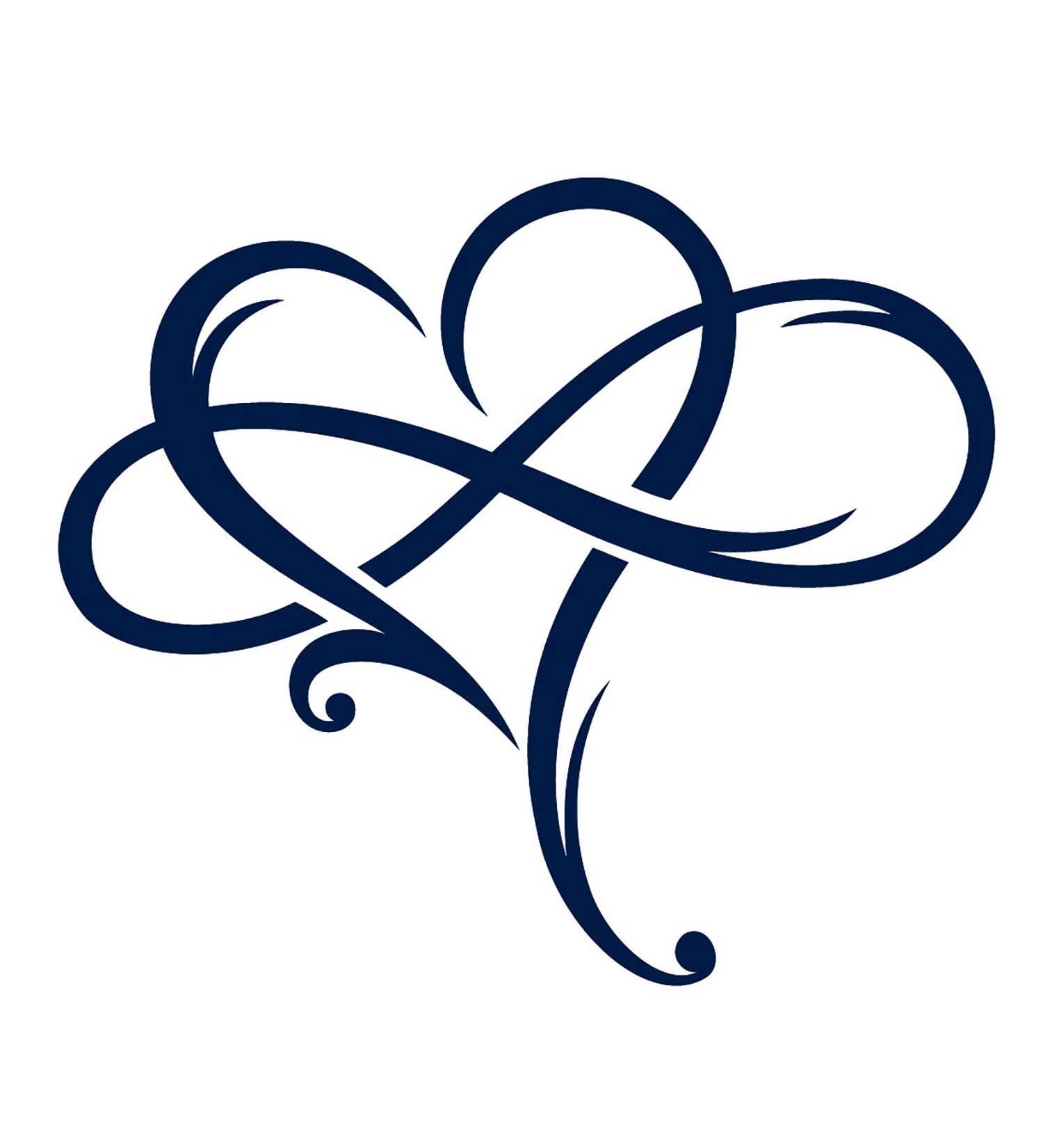 Long-Lasting Tattoo Ink: Big Heart & Infinity Symbol Design (Navy Blue) - 4 Sheets, Semi-Permanent for Chest, Neck, and Arms - Buy Online on SooperMarket.com