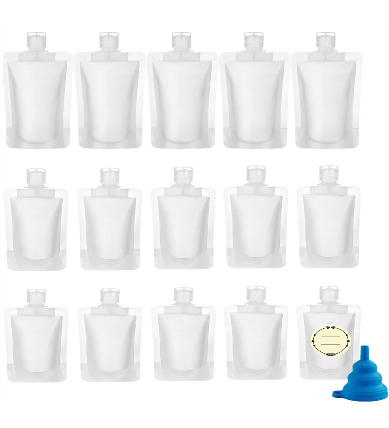15pcs Travel Size Refillable Squeeze Pouch Set - TSA Approved for Toiletries - Leakproof Cosmetic Containers - 30ml/50ml/100ml - Buy Online on SooperMarket.com