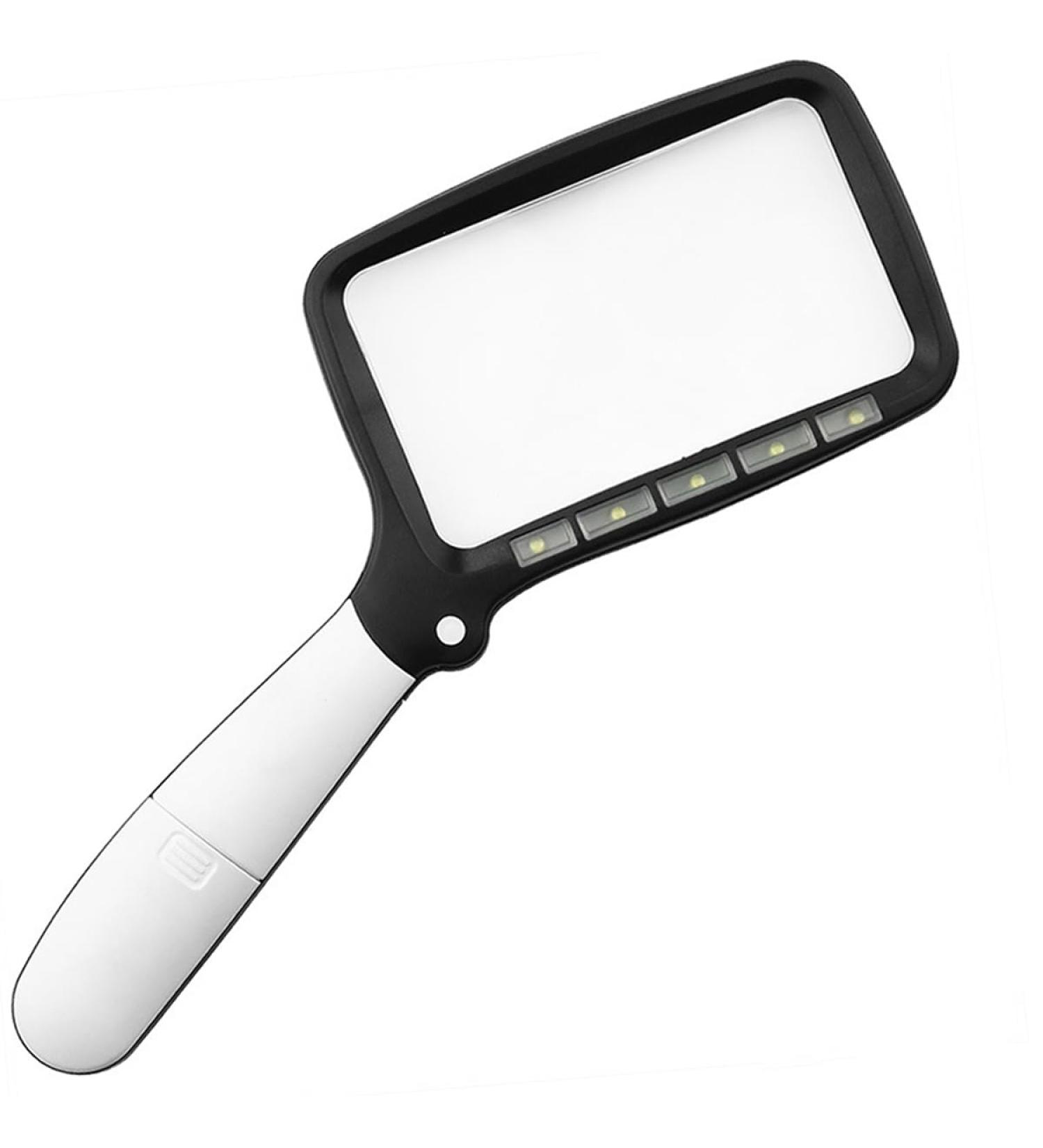 Folding Handheld Magnifying Glass with Light - 3X Large Rectangle Reading Magnifier Rectangular Handhold Magnify Lens Gifts for Seniors Reading Books Prints Lighted Gift for Low Visions(Black) - Buy Online on SooperMarket.com