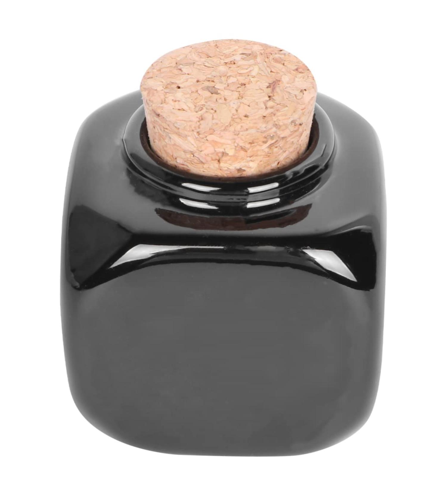 PLAFOPE Medicine Cup Liquid Powder Container Cork Jar Wooden Cap Ceramic Lid Clear Dappen Makeup Containers Art Small Travel Pill Container Practical Empty Bottle Nail Bamboo Accessories 7.50X5.50X5.50CM Black - Buy Online on SooperMarket.com