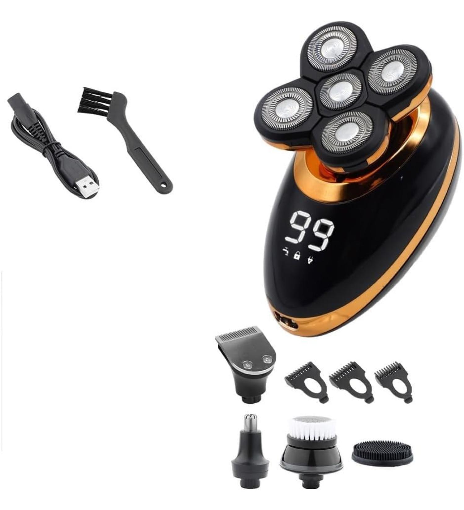 GeRRiT 5 in 1 Electric Razor for Men - Portable USB Rechargeable Shaver Waterproof Bald Razor & Beard Trimmer - International Shipping Available - Buy Online on SooperMarket.com