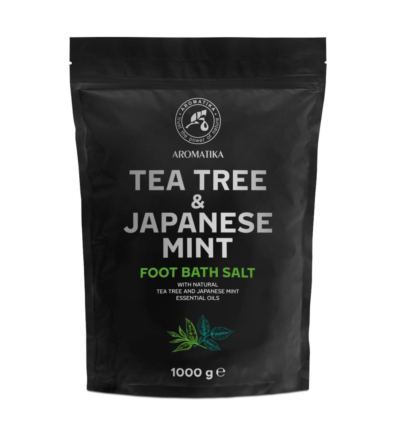 Foot Bath Salt with Sea Salt & Essential Tea Tree Oil - 1kg Pedicure Soak for Ultimate Foot Care - Natural Mint Oil Bathing Additive - Buy Online on SooperMarket.com