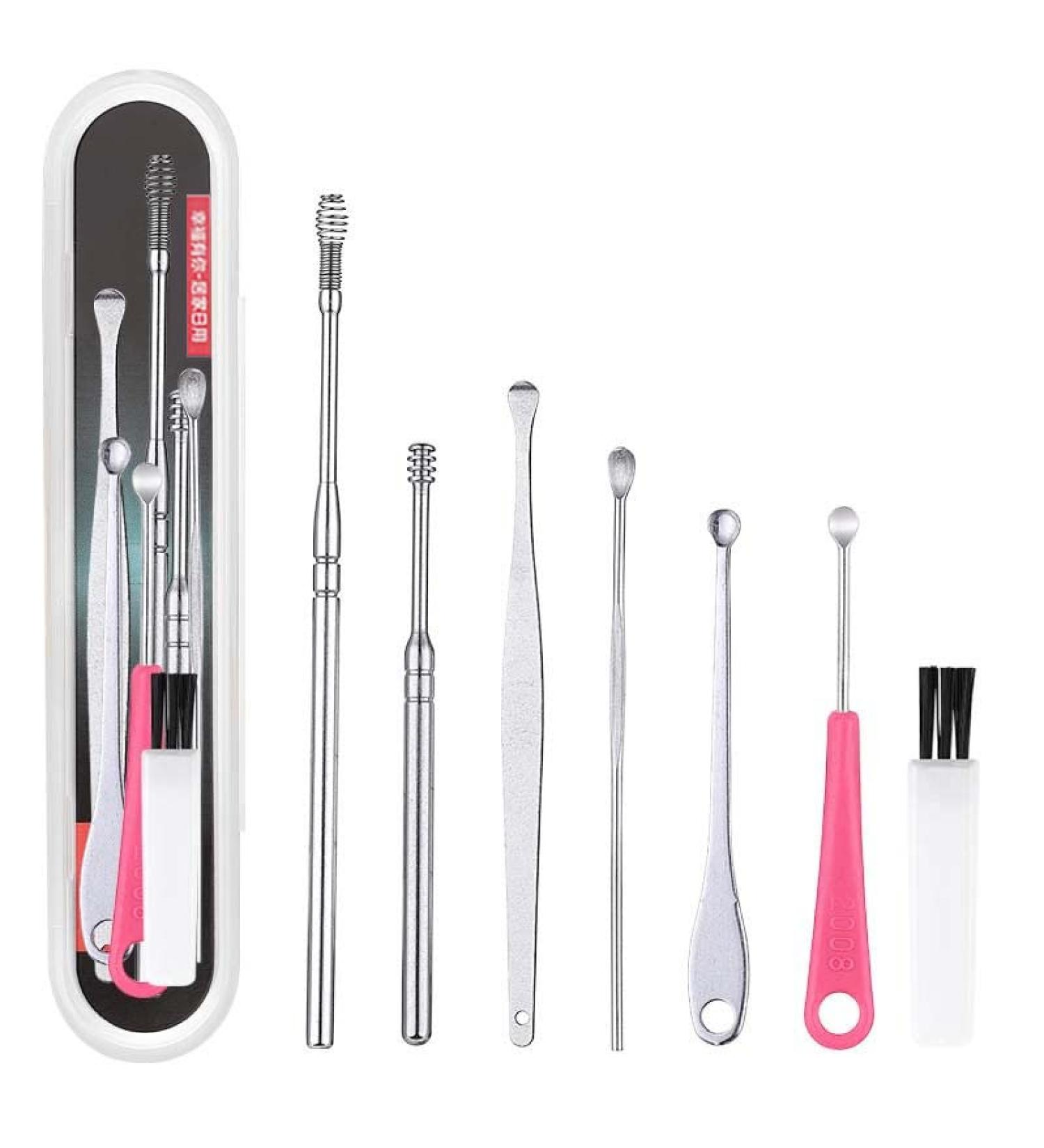 7Pcs Ear Pick Earwax Removal Kit - Portable Ear Cleaner Tool Set With Box - Buy Online on SooperMarket.com
