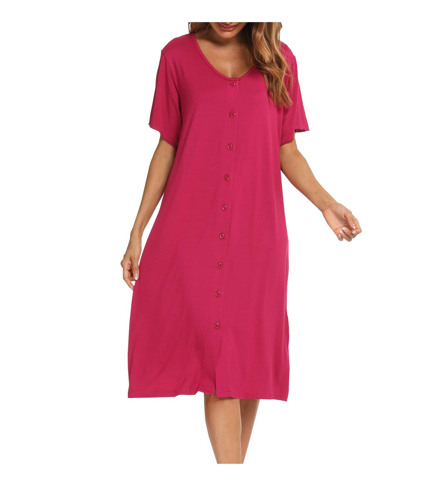 Jecarden Women's Maternity Nightgown - Short Sleeve Modal Cotton Sleepwear in Red XL - Buy Online on SooperMarket.com