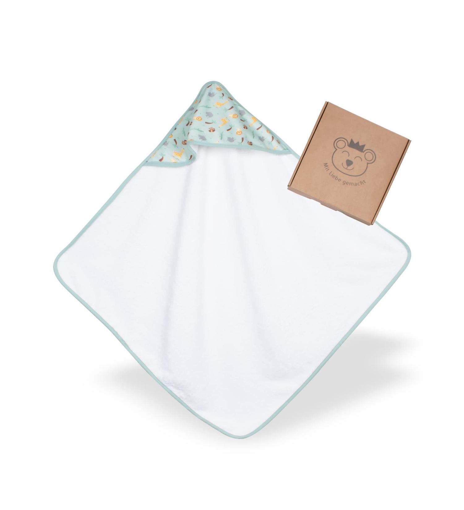 Kolibri Baby Towel with Hood | 100% Cotton Oeko Tex 100 | 75x75 cm | Unisex Gift for Birth | Safari Design | Clinic Supplier No. 1 - Buy Online on SooperMarket.com