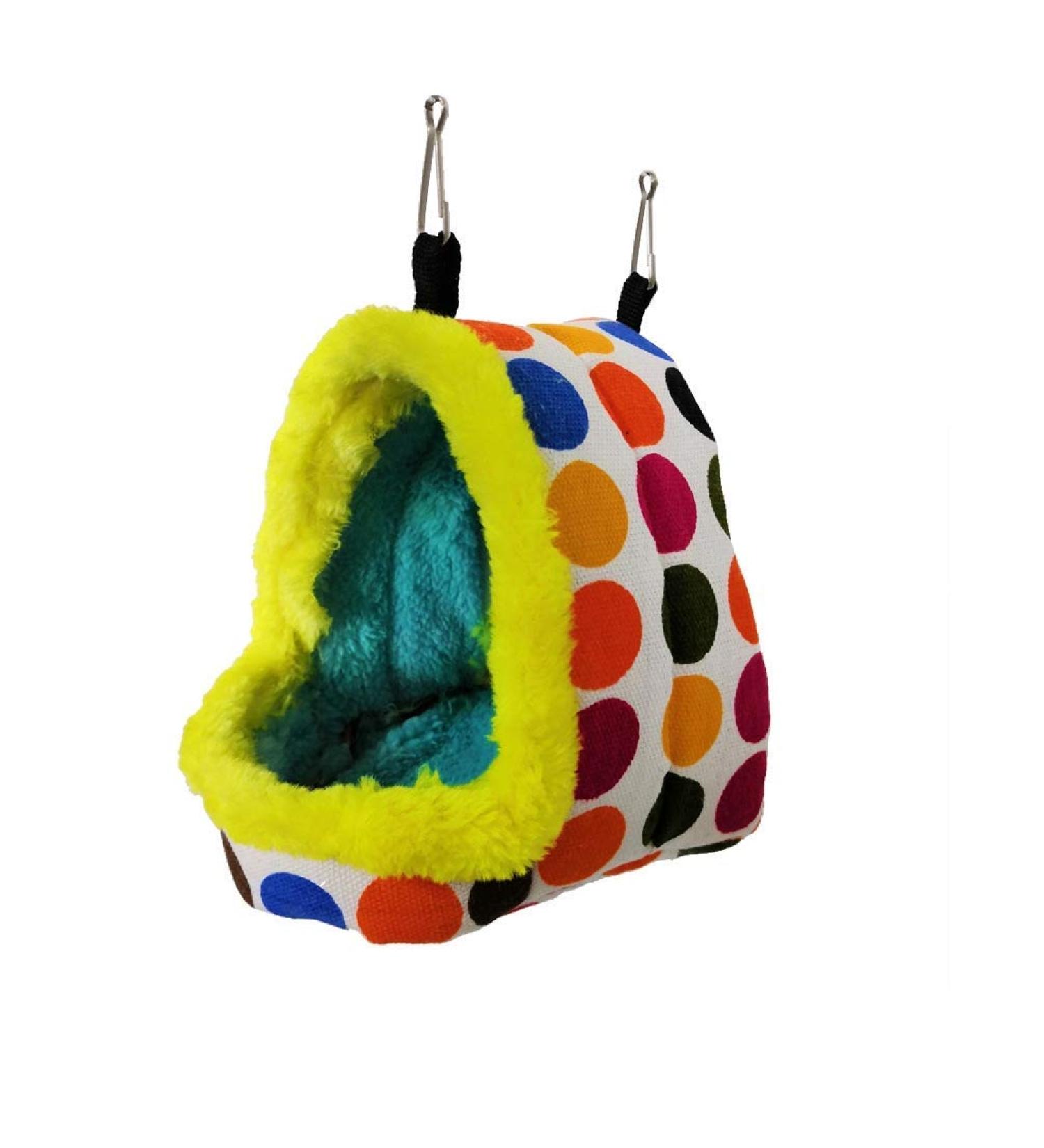 Winter Warm Bird Hanging Hammock: Plush Parrot Nest House Bed for Conure, Lovebird, Budgie, Parakeet, Cockatiel - Cozy Pet Cave Toy & Cage Accessory (Medium) - Buy Online on SooperMarket.com
