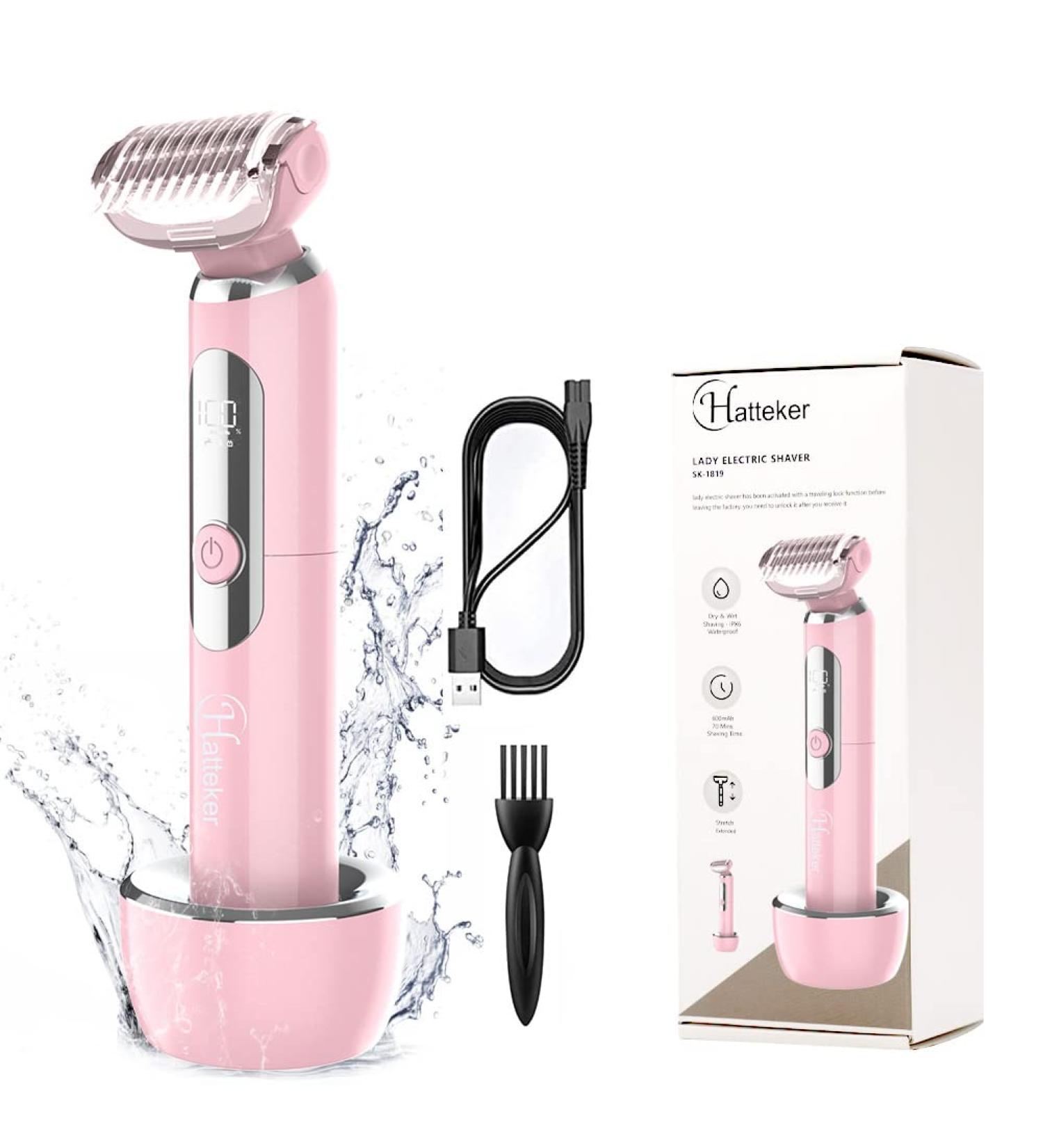 Hatteker Electric Lady Shaver | Waterproof Bikini Trimmer for Women | Rechargeable Wet & Dry Razor for Legs & Underarms - Buy Online on SooperMarket.com