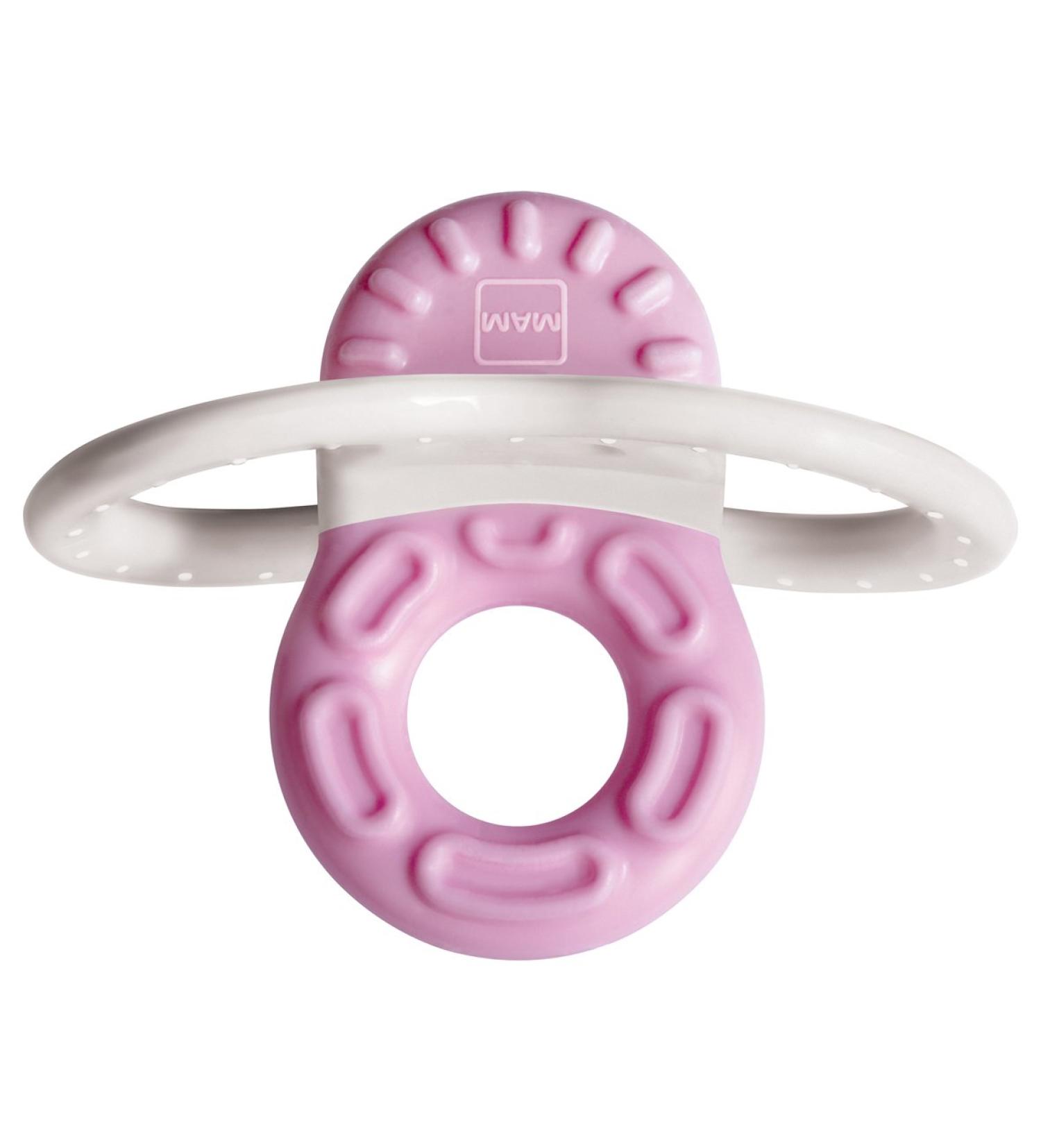 Mam Bite & Relax Phase 1 Mini Bite Ring - Toothing Aid for Babies 2+ Months - Lightweight Light Pink Biting Ring - Buy Online on SooperMarket.com