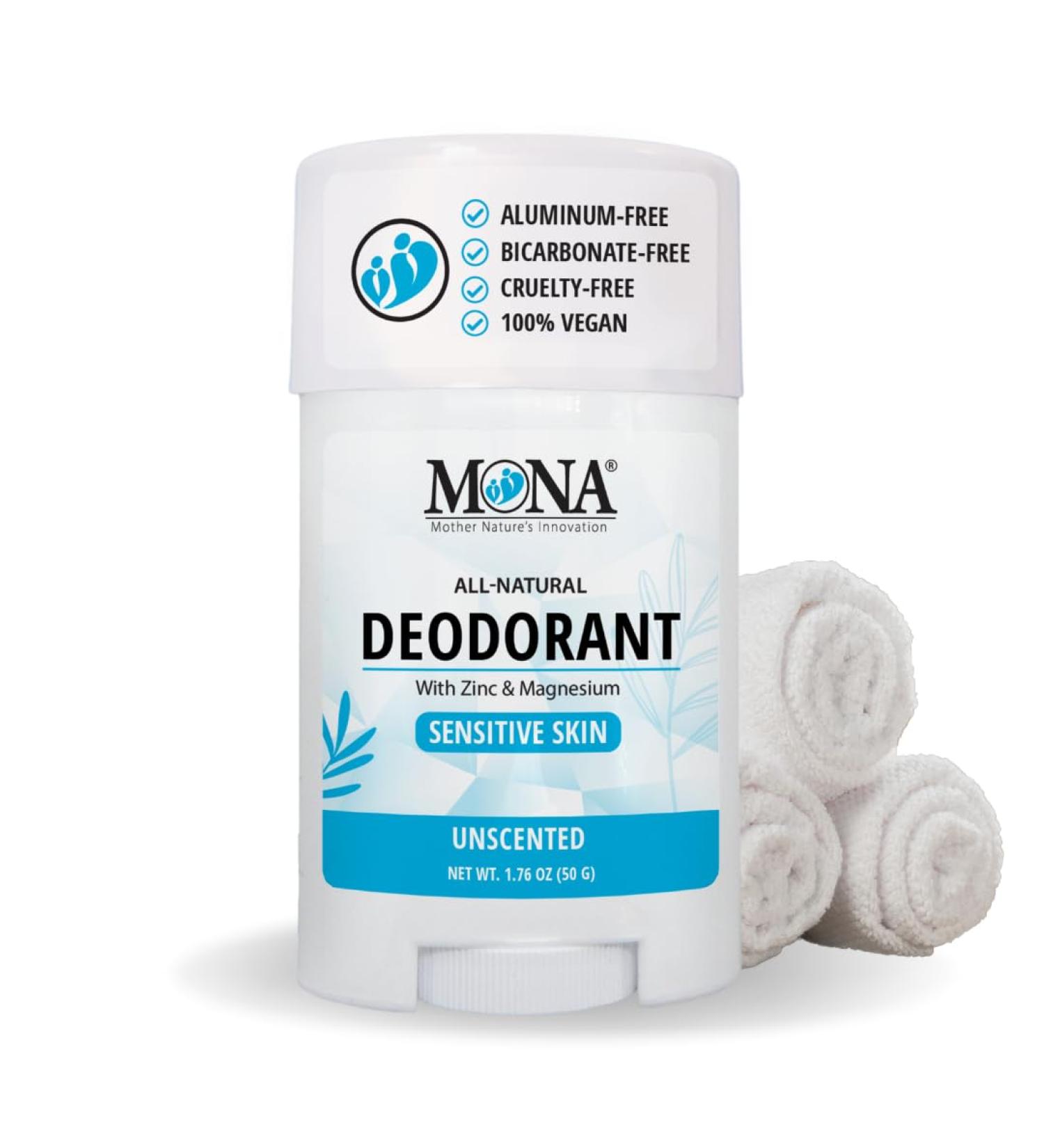 MONA BRANDS All Natural Deodorant For Women & Men | For Sensitive Skin | No Aluminum or Baking Soda | (UNSCENTED 1.76 Oz) - Buy Online on SooperMarket.com