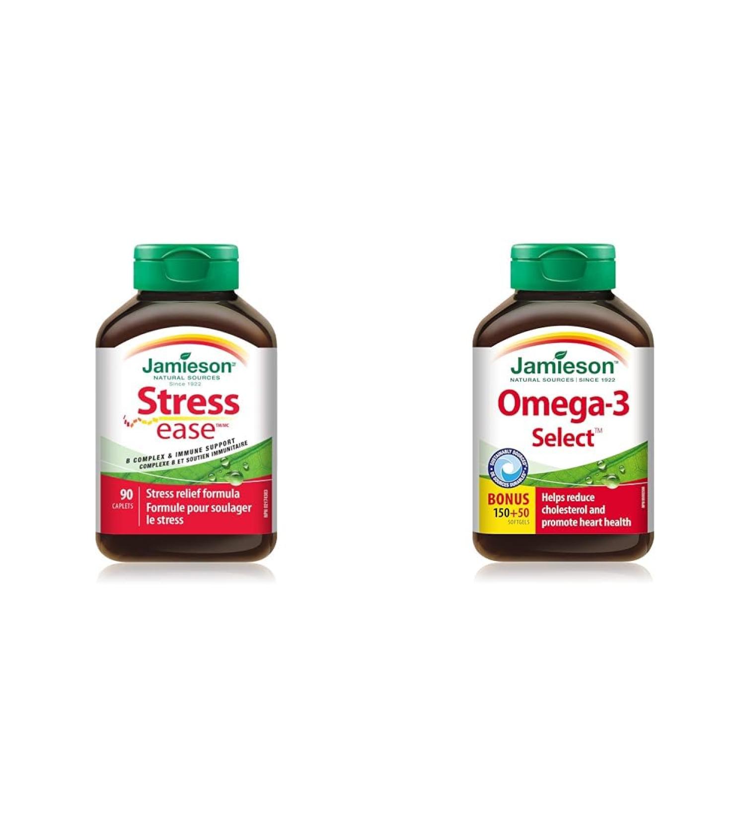 Jamieson Stressease 90 Caplets & Omega-3 Select 1 000 mg Caplets + Omega-3 - Buy Online on SooperMarket.com