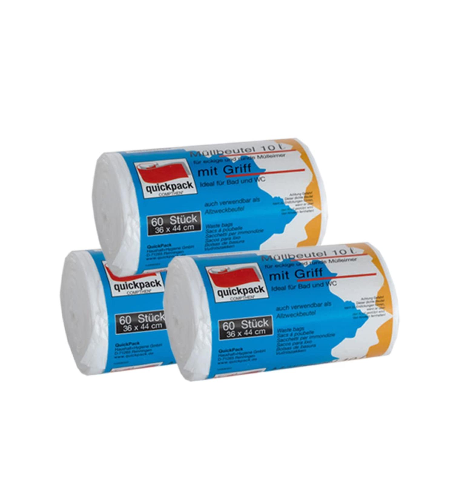 Premiumline Tearproof & Waterproof Garbage Bags - 10 Liter 3-Pack with Carry Handle - 180 Pieces for International Shipping - Buy Online on SooperMarket.com