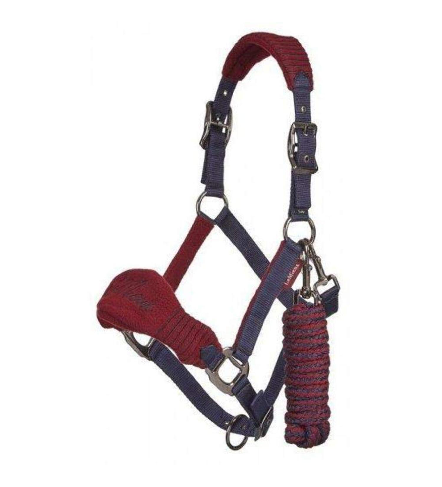 LeMieux Vogue Fleece Headcollar & Leadrope Halter - Cob Burgundy/Navy | International Shipping - Buy Online on SooperMarket.com