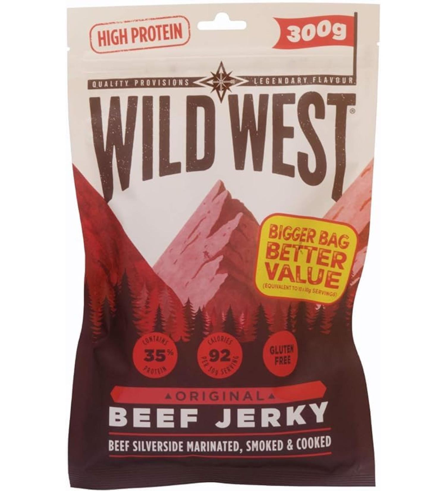 Wild West Original Flavour Beef Jerky High Protein Multipack 3 x 100 Gram Packs