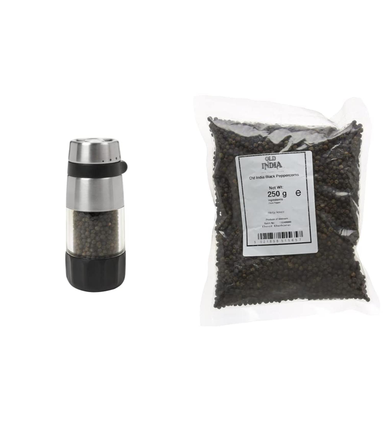 OXO Good Grips Accent Mess-Free Pepper Grinder & Old India Black Peppercorns 250 g - Buy Online on SooperMarket.com