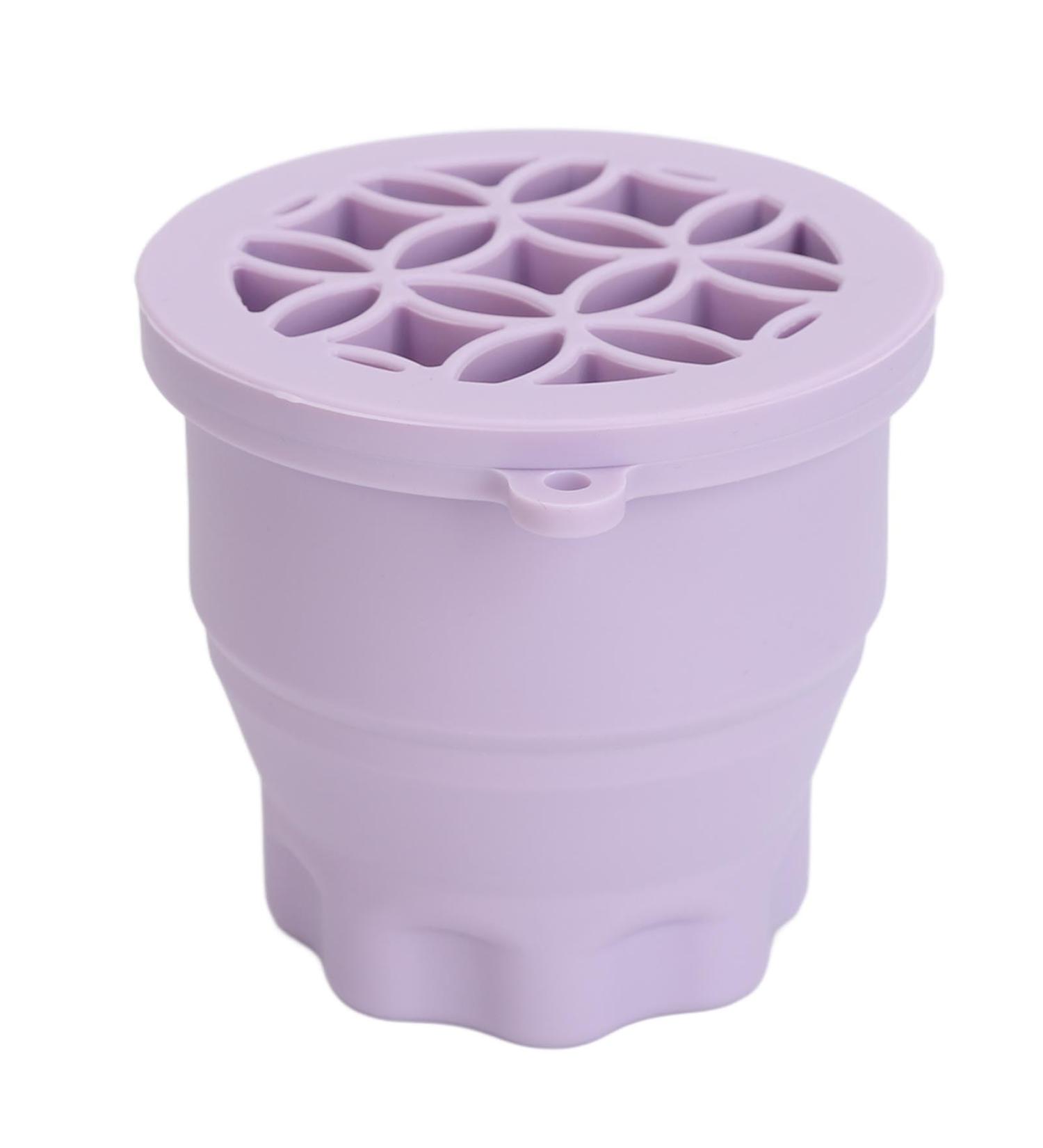 Buy Portable Silicone Makeup Brush Cleaner Cup - Drying Rack & Scrubber Bowl in Purple | Best Brush Cleaning Tool Online - Buy Online on SooperMarket.com