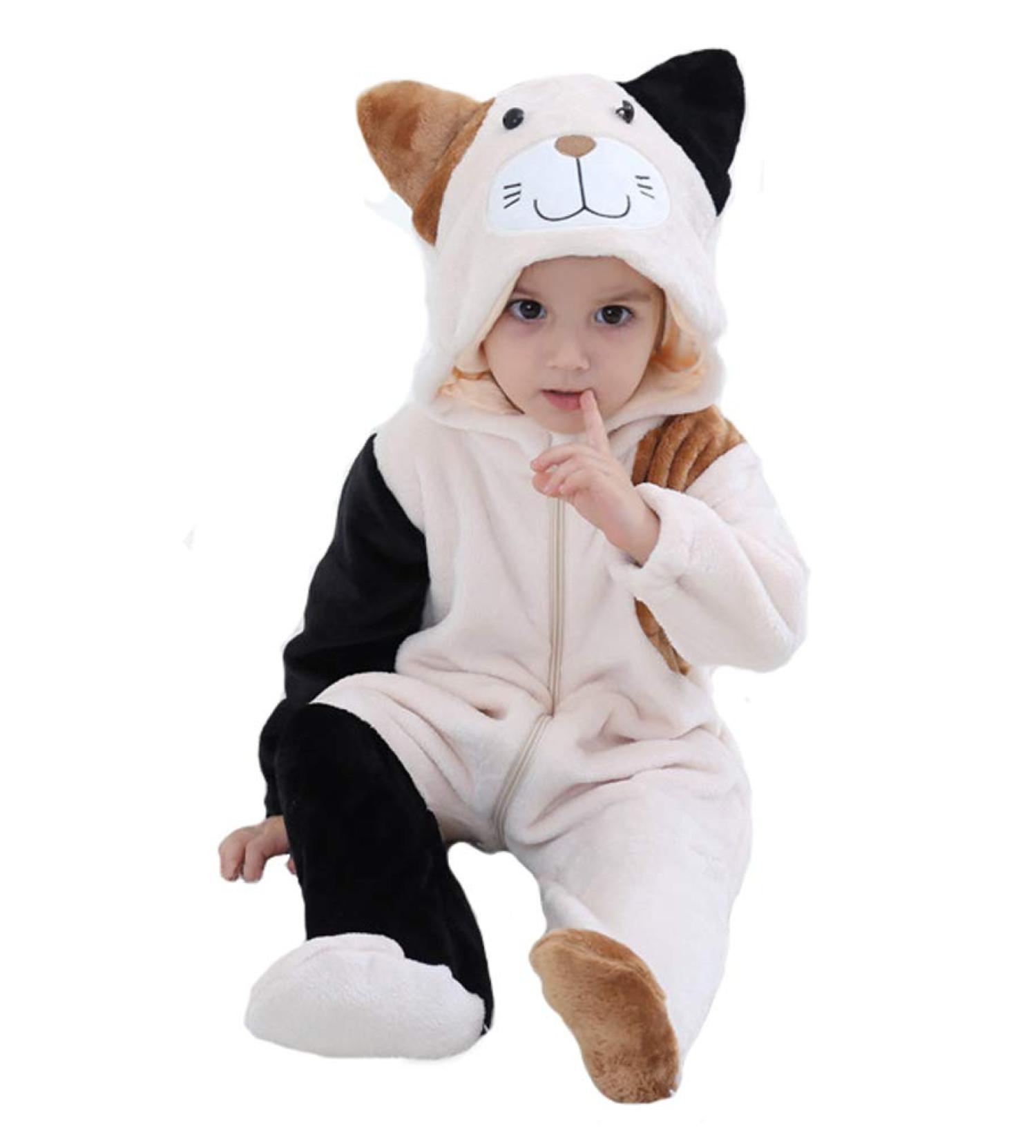 Doladola Unisex Baby Onesie | Animal Cartoon Cat Jumpsuit | Toddler's Hooded Romper | Beige Cat | 3-6 Months - Buy Online on SooperMarket.com