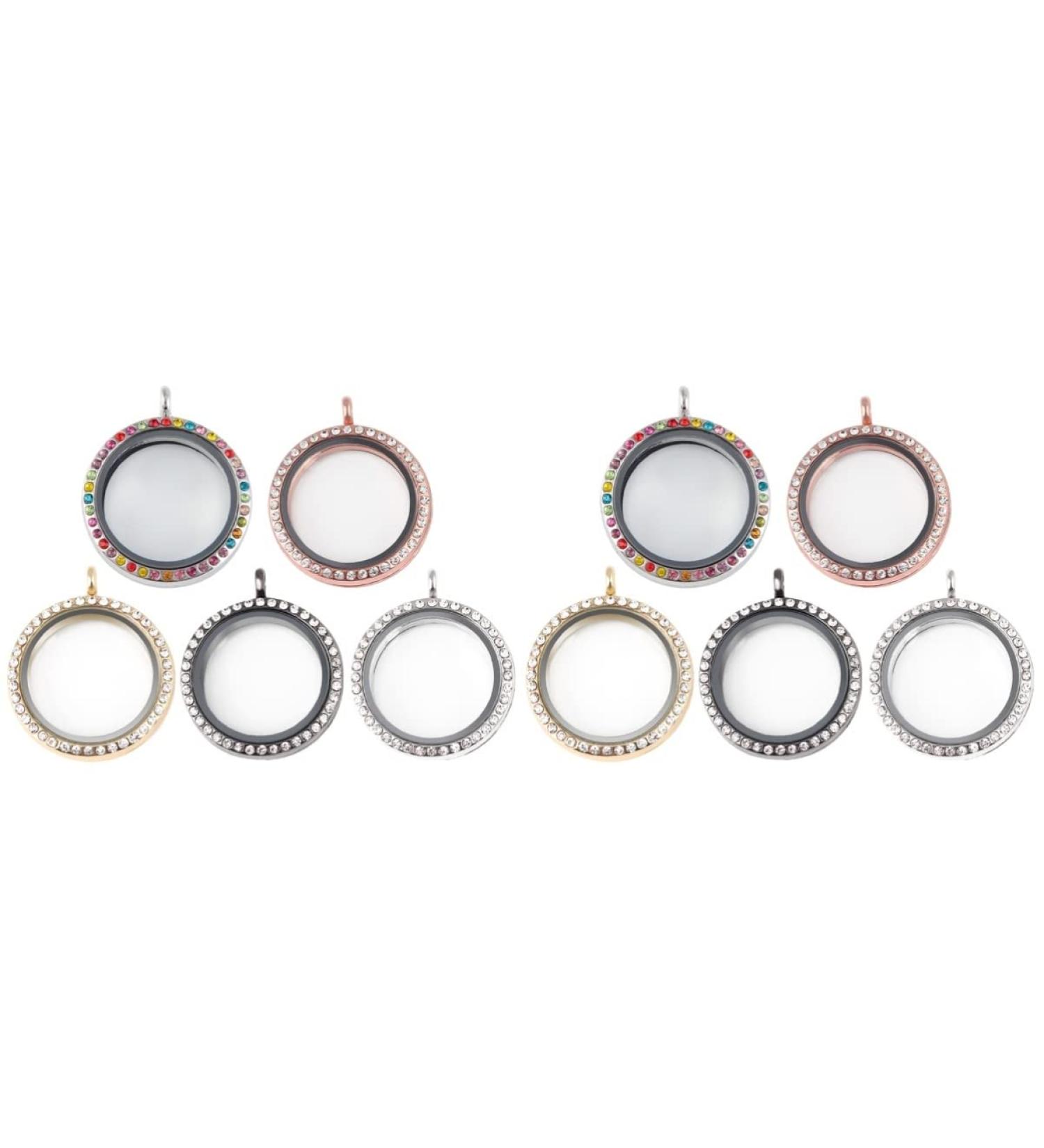 Artibetter 10pcs Bracelet Charms Alloy Openable Case Bouquet Bridal Crafts Souvenir Round Inlaid Golden+black+rose Pendant Style Diy Rhinestone Locket Gold Wedding Photo Necklace Charm Golden Black Rose Goldx2pcs 3X3cmx2pcs - Buy Online on SooperMarket.com