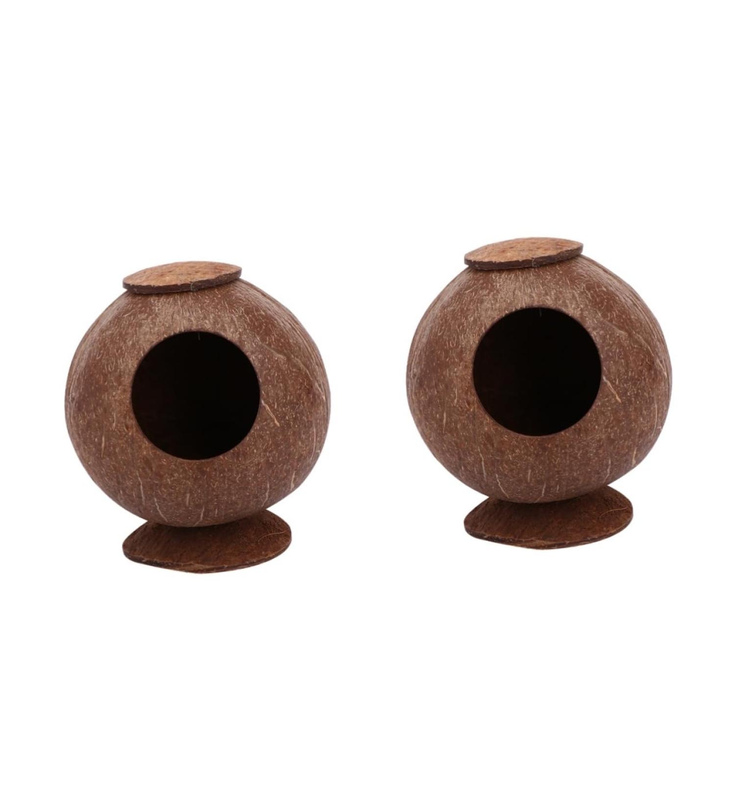 FOMIYES 2pcs Coconut Shell Charcoal Hamster Nest Small The Bed 16X15X15CMx2pcs Brownx2pcs - Buy Online on SooperMarket.com