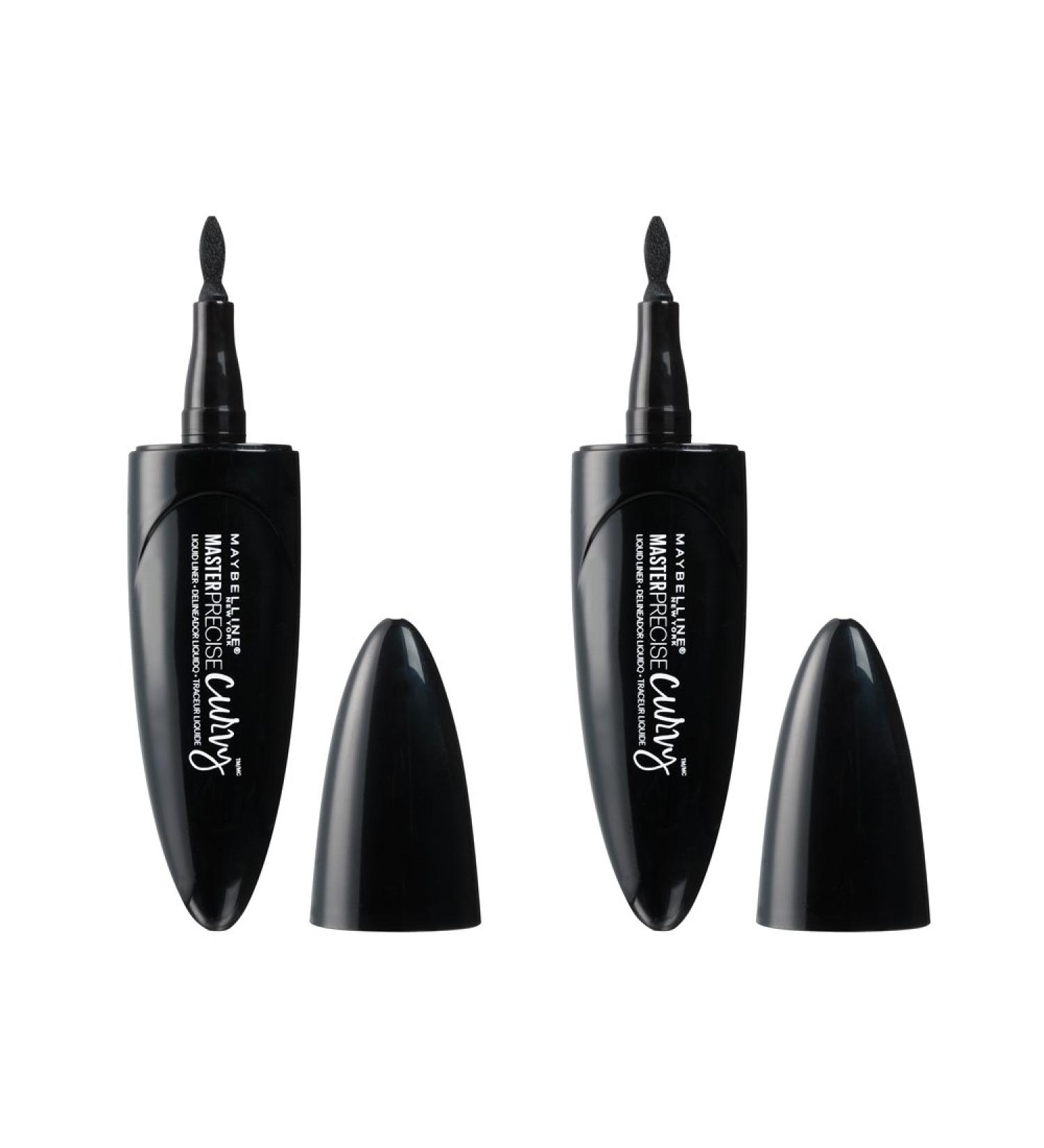 Maybelline New York Master Precise Curvy  Black  2 Count 2 Count (Pack of 1)