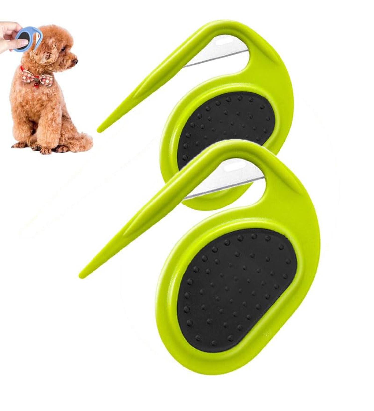 Professional PET Knotting Comb - Steel Blade De-Fuzzer for Cats & Dogs | Remove Matted Fur Easily (Green) - Buy Online on SooperMarket.com